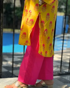 Fuchsia Pants with Crochet Lace