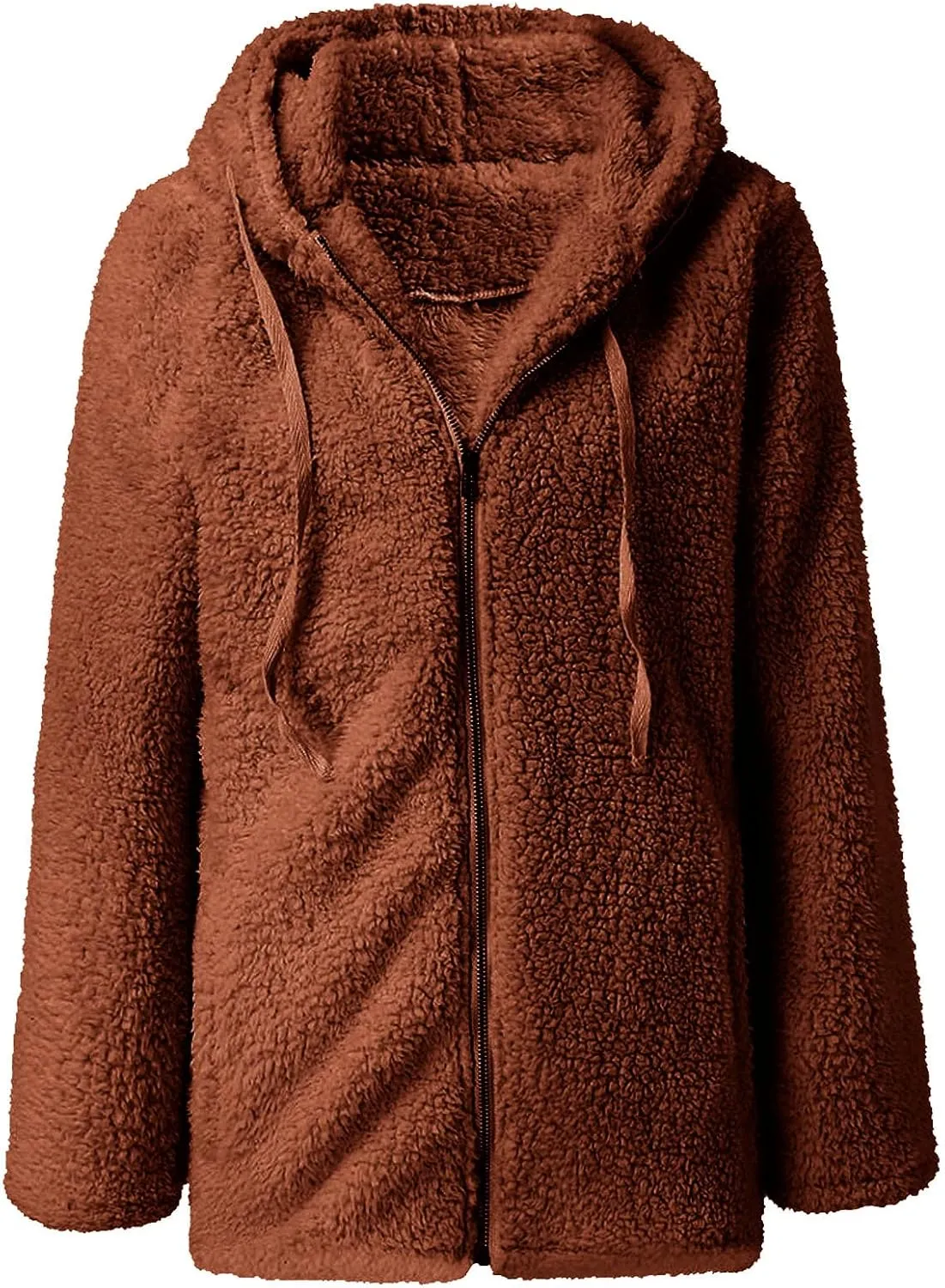Fuzzy Fleece Jacket for Women Fall Winter Warm Shaggy Teddy Coats Oversized Zip Up Faux Fur Sherpa Hoodies Outwear