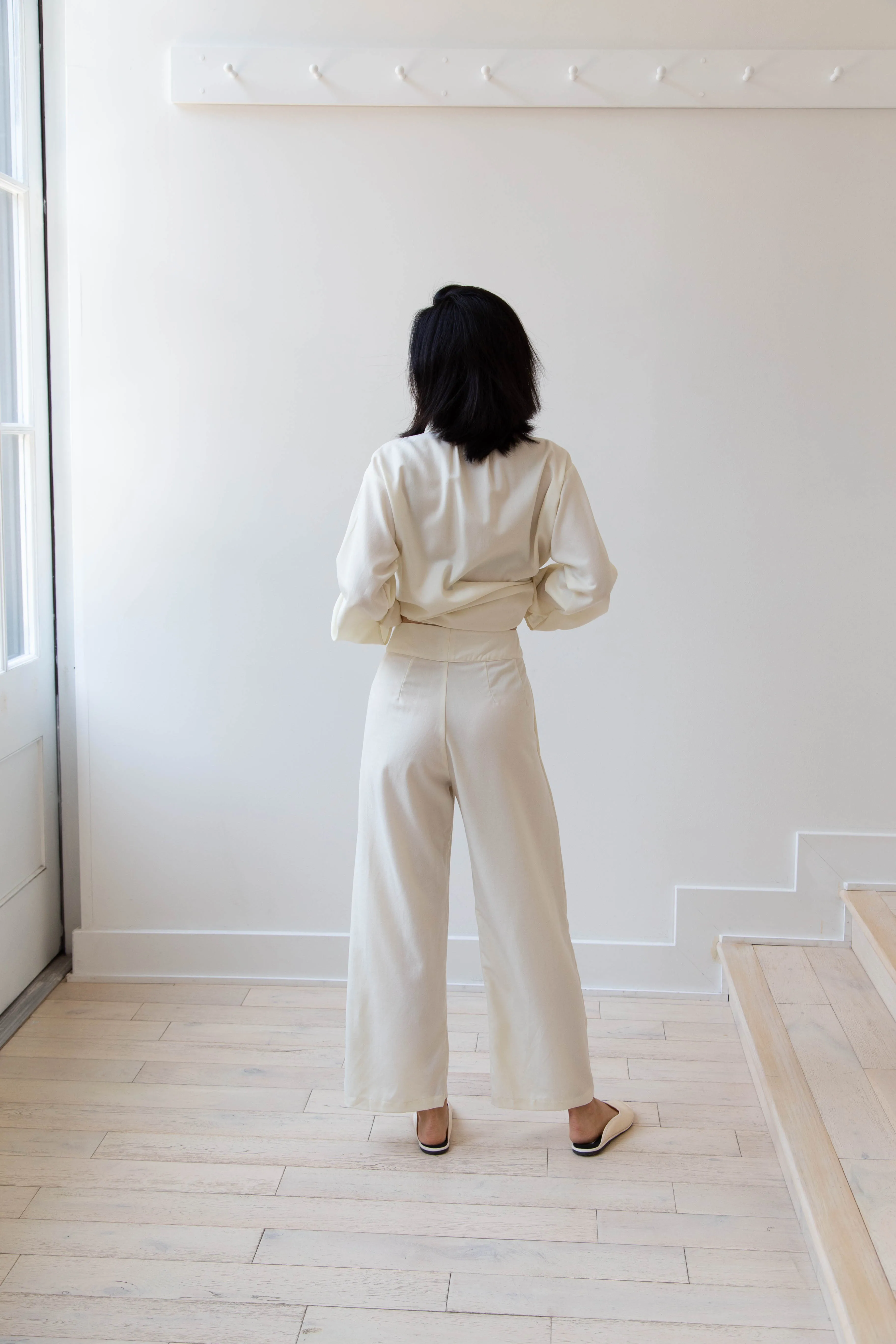 Gallego Desportes Wide Leg Trouser in Cream
