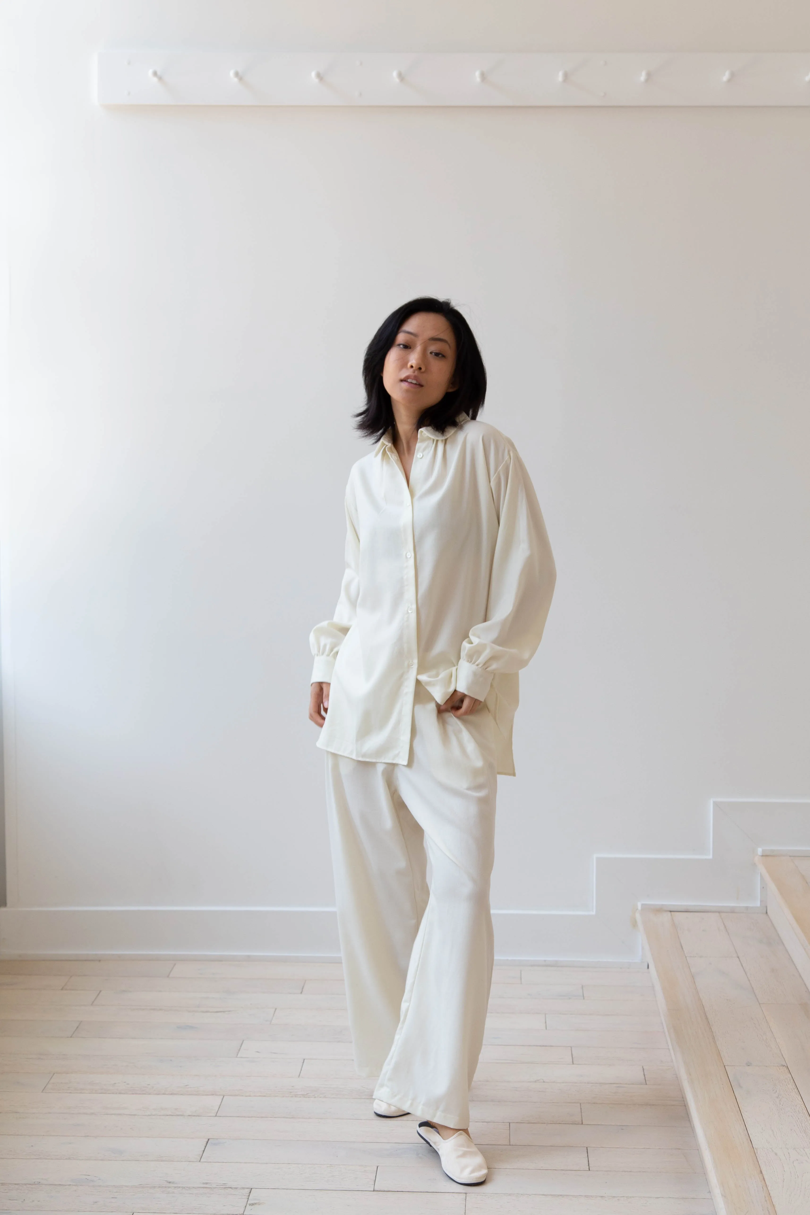Gallego Desportes Wide Leg Trouser in Cream