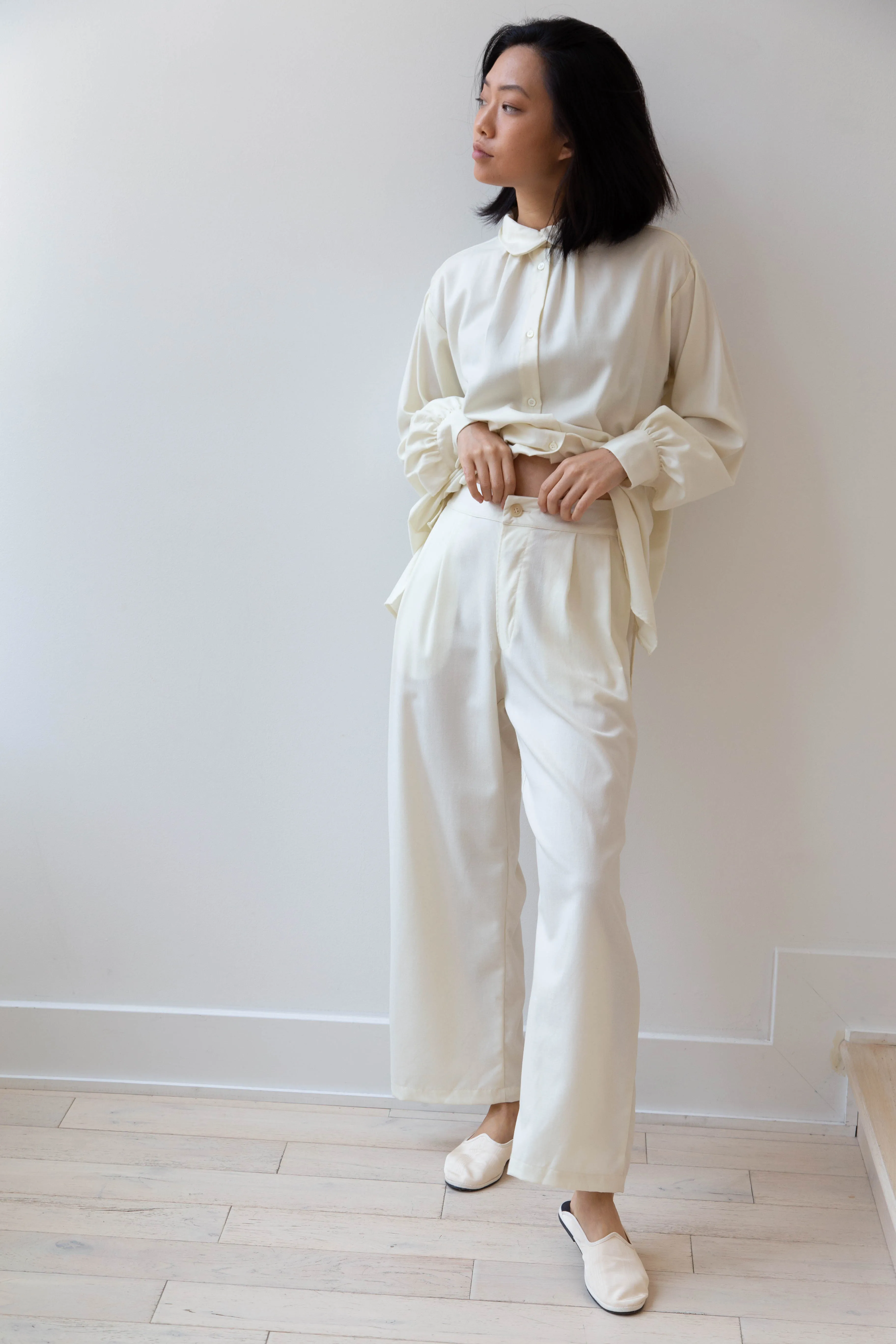 Gallego Desportes Wide Leg Trouser in Cream