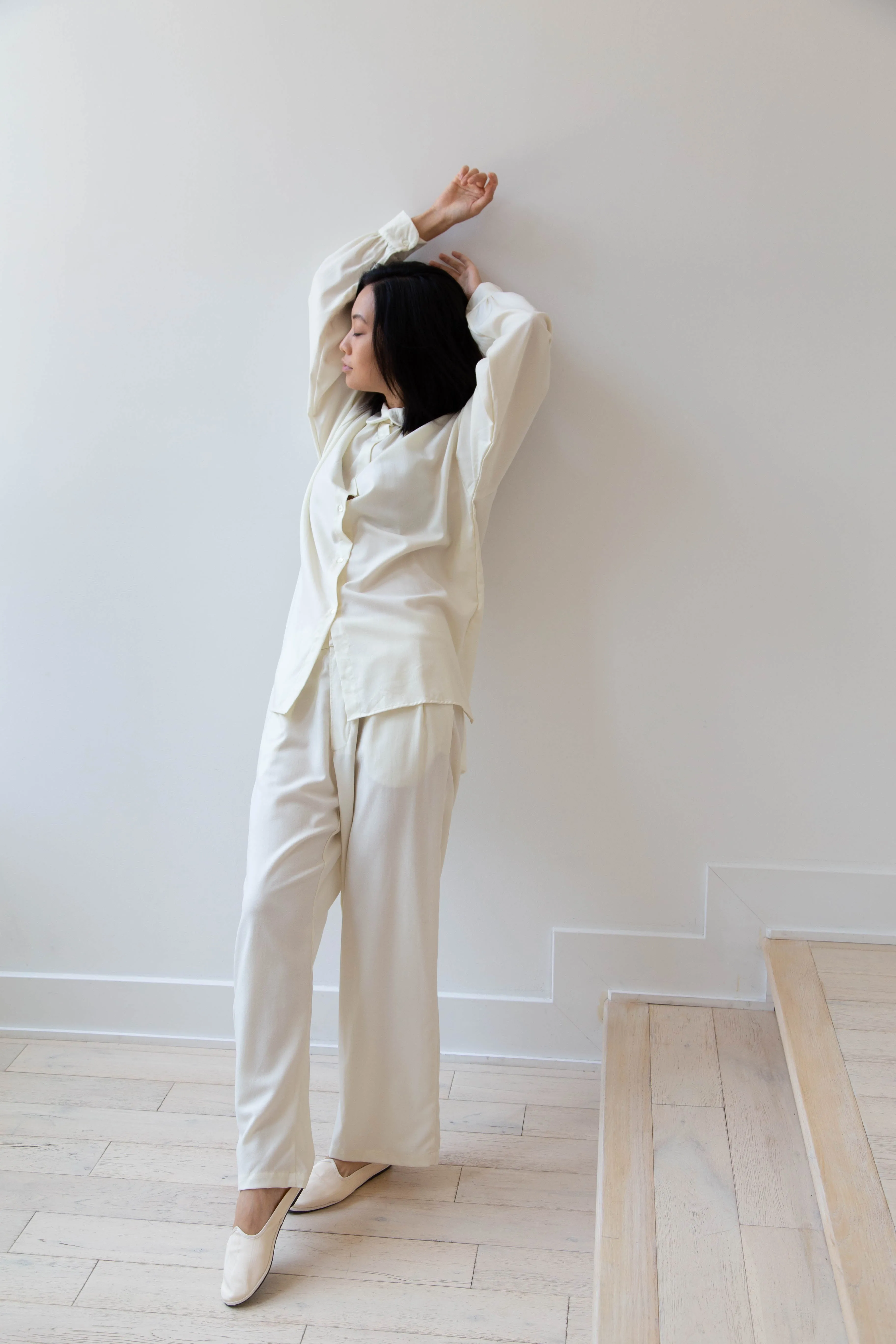 Gallego Desportes Wide Leg Trouser in Cream