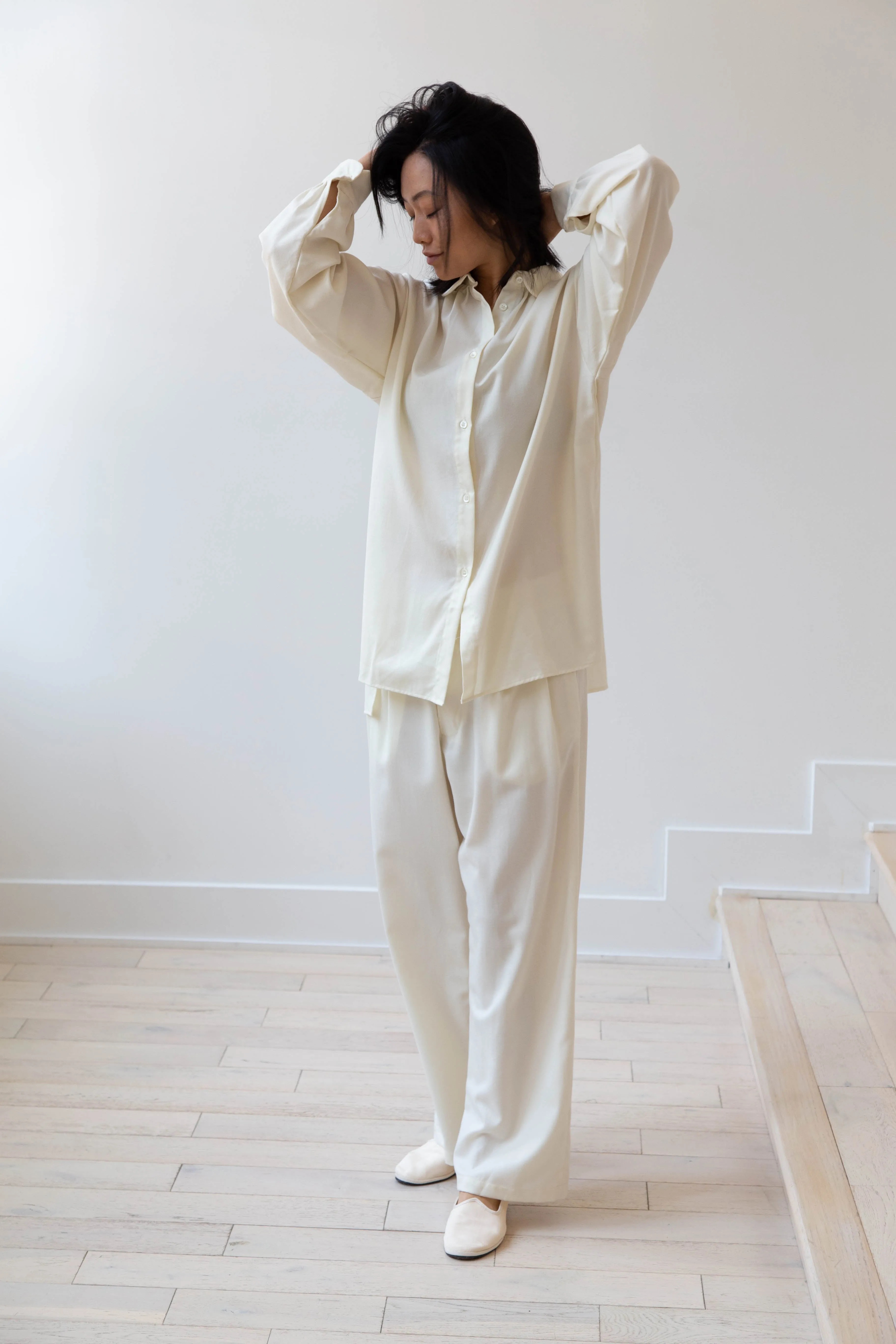 Gallego Desportes Wide Leg Trouser in Cream