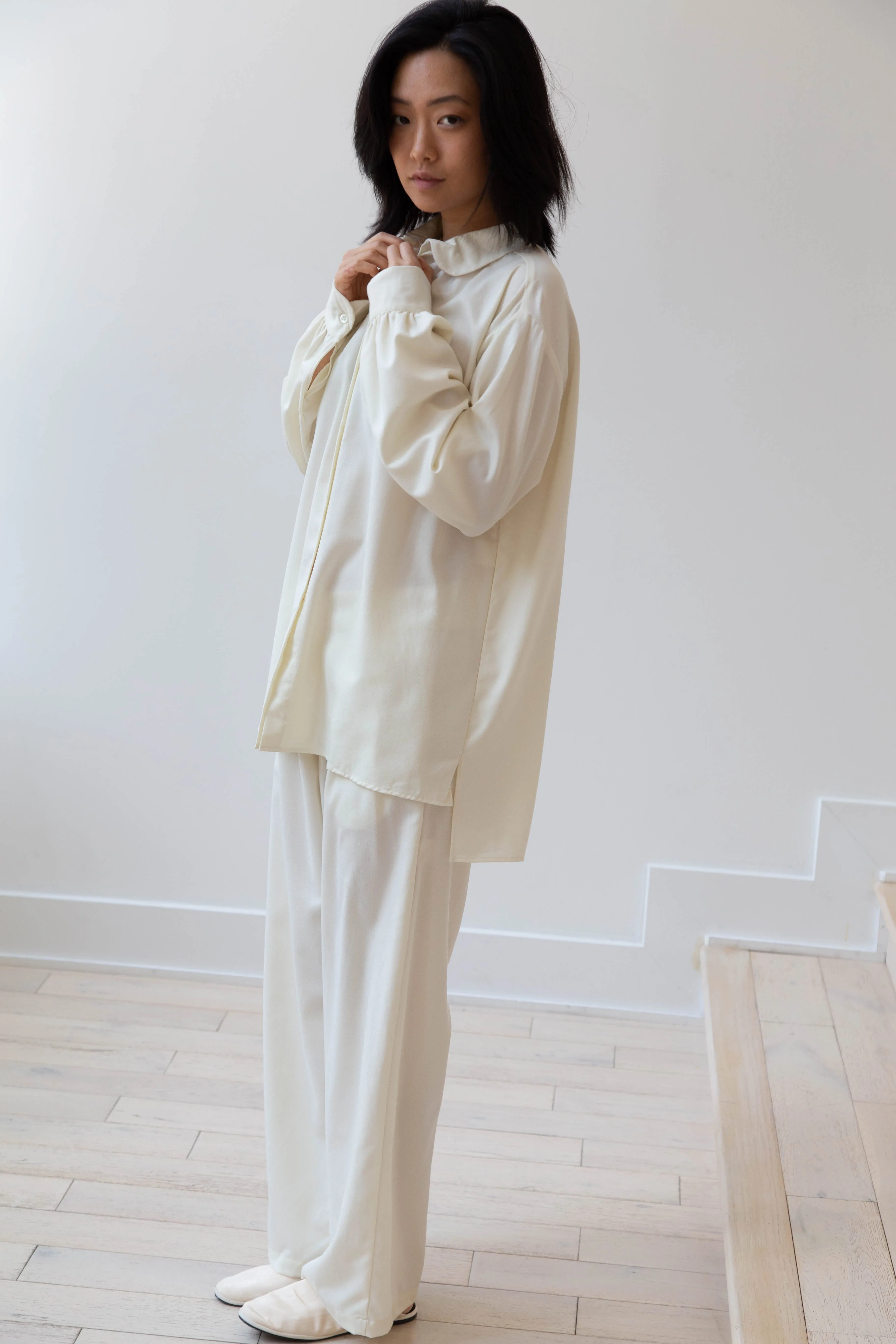 Gallego Desportes Wide Leg Trouser in Cream
