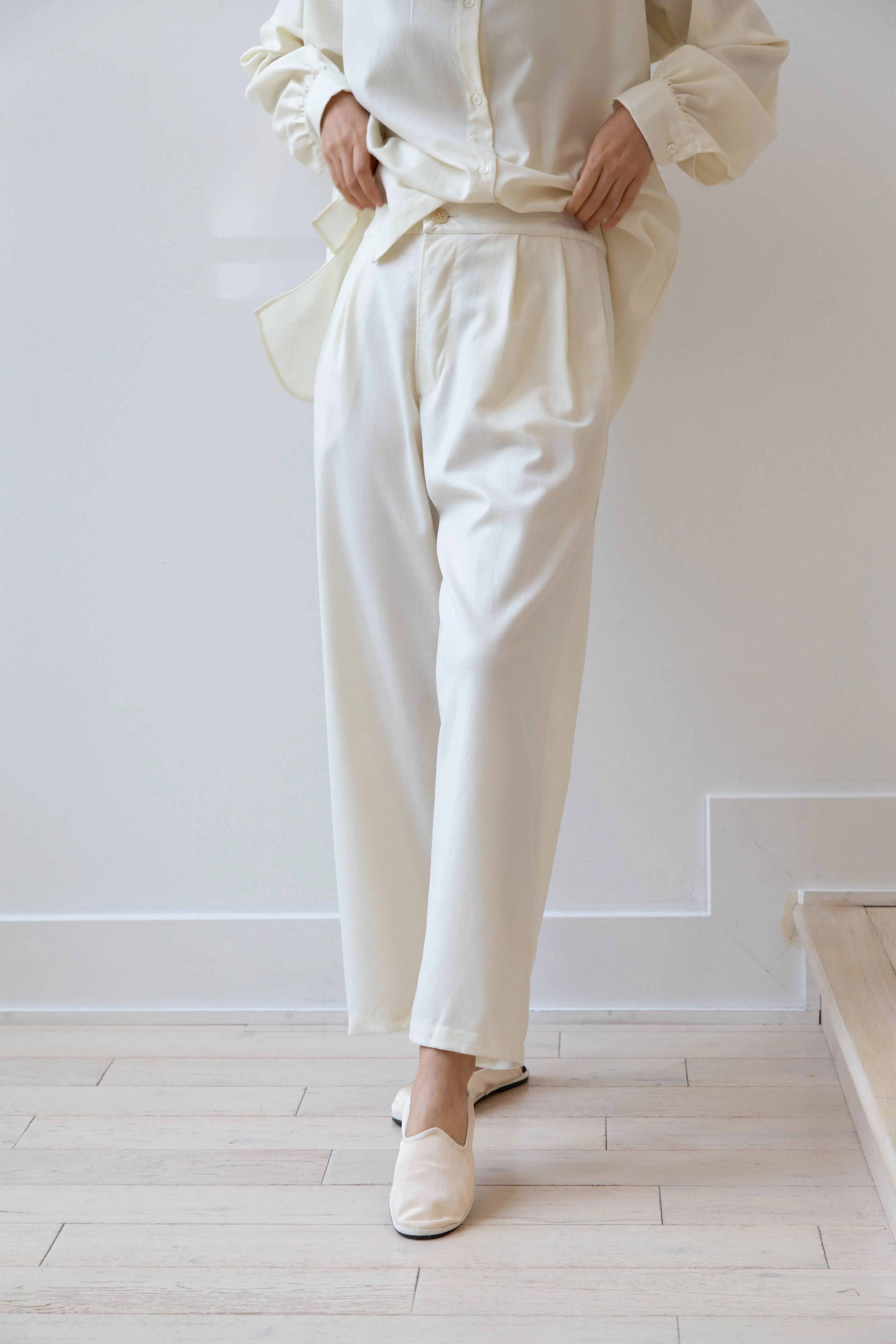 Gallego Desportes Wide Leg Trouser in Cream