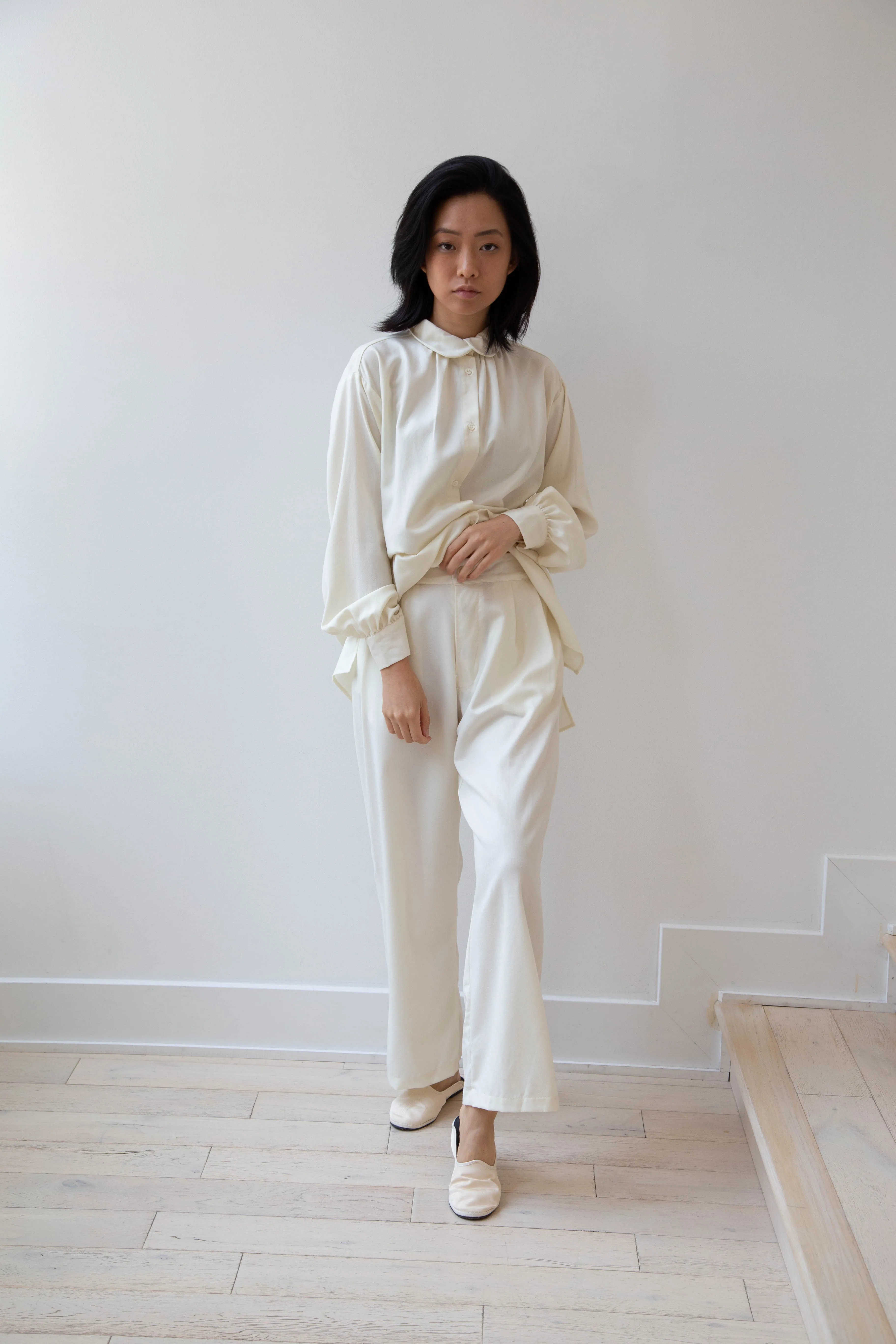 Gallego Desportes Wide Leg Trouser in Cream