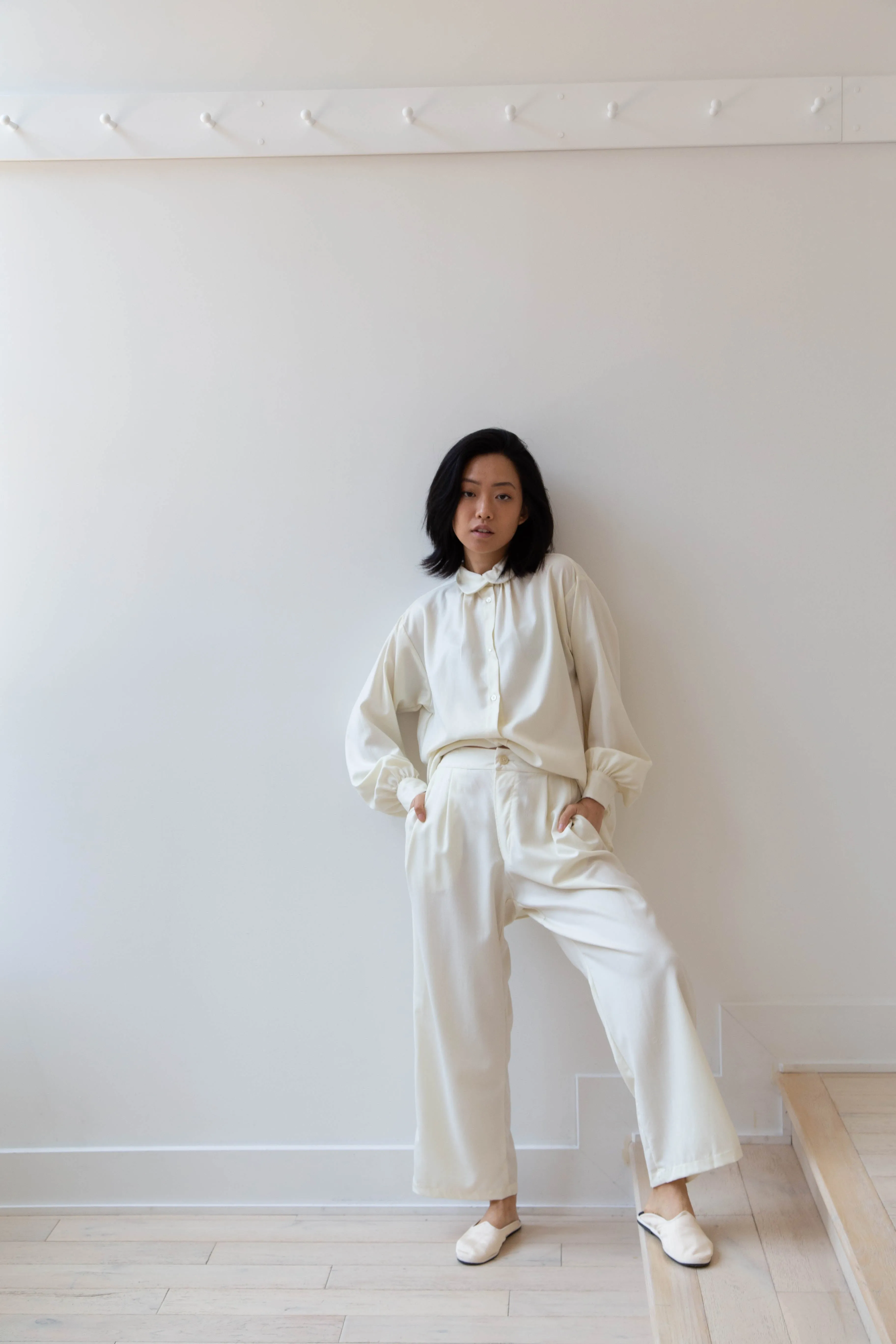 Gallego Desportes Wide Leg Trouser in Cream
