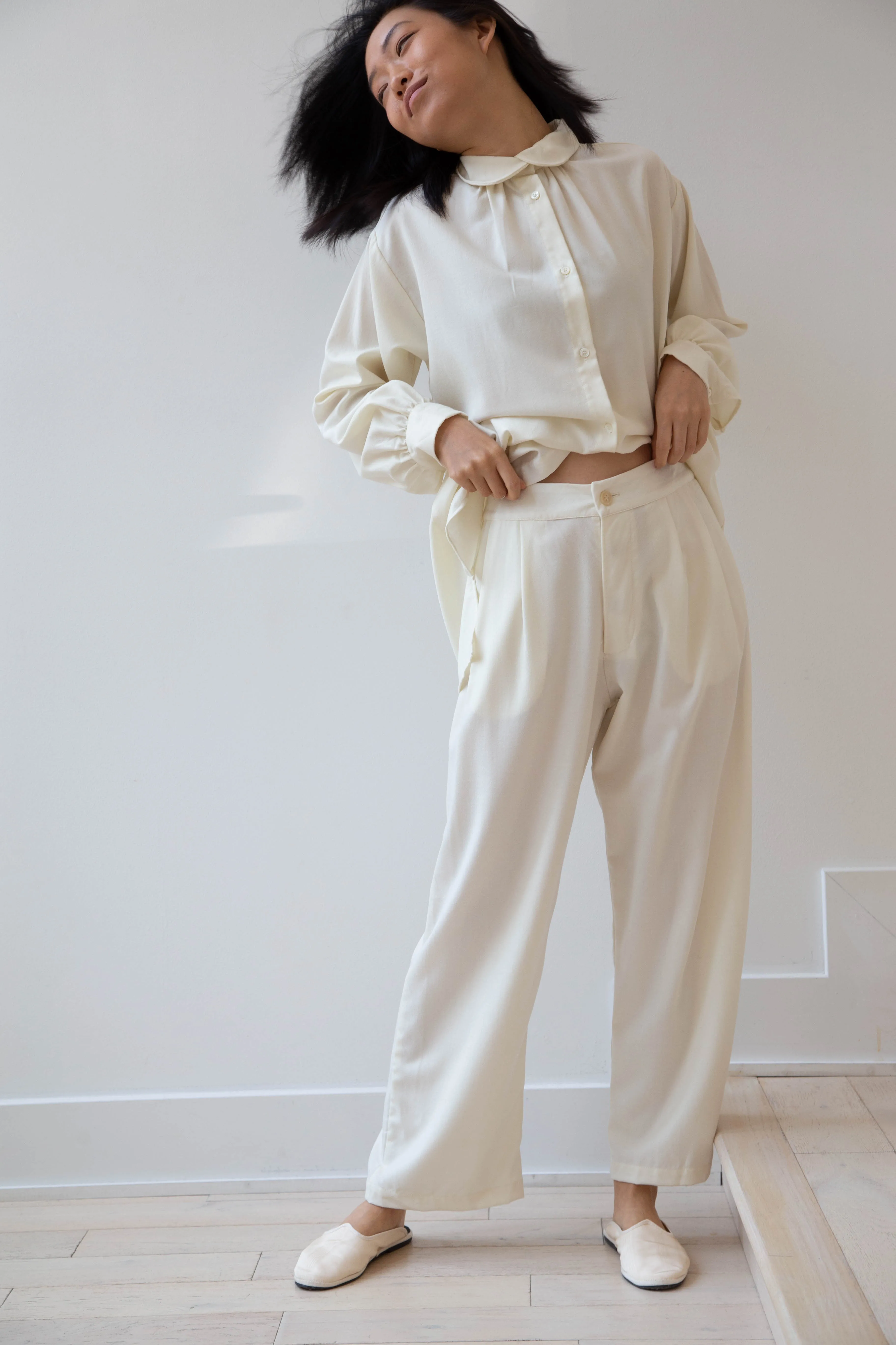 Gallego Desportes Wide Leg Trouser in Cream