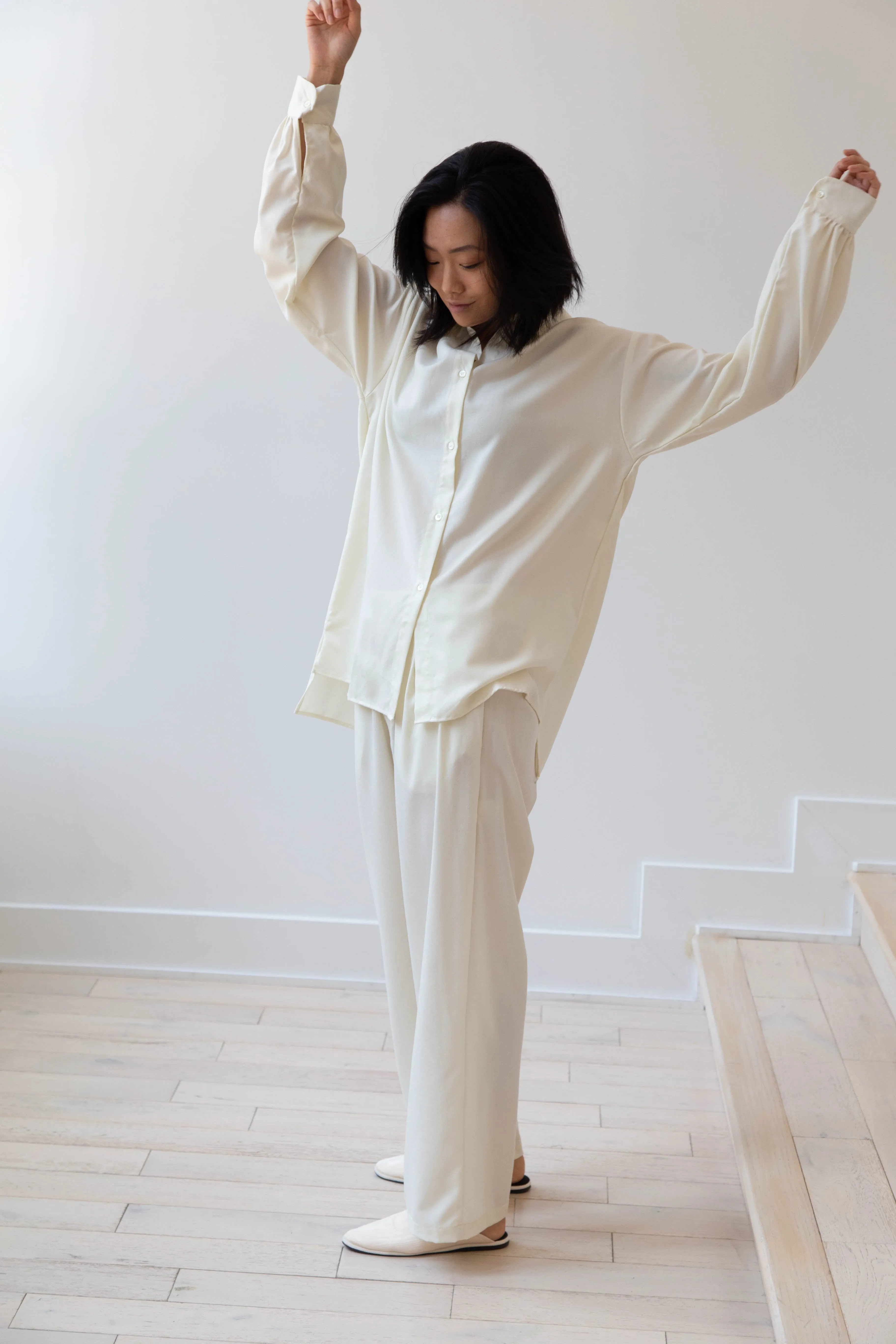 Gallego Desportes Wide Leg Trouser in Cream
