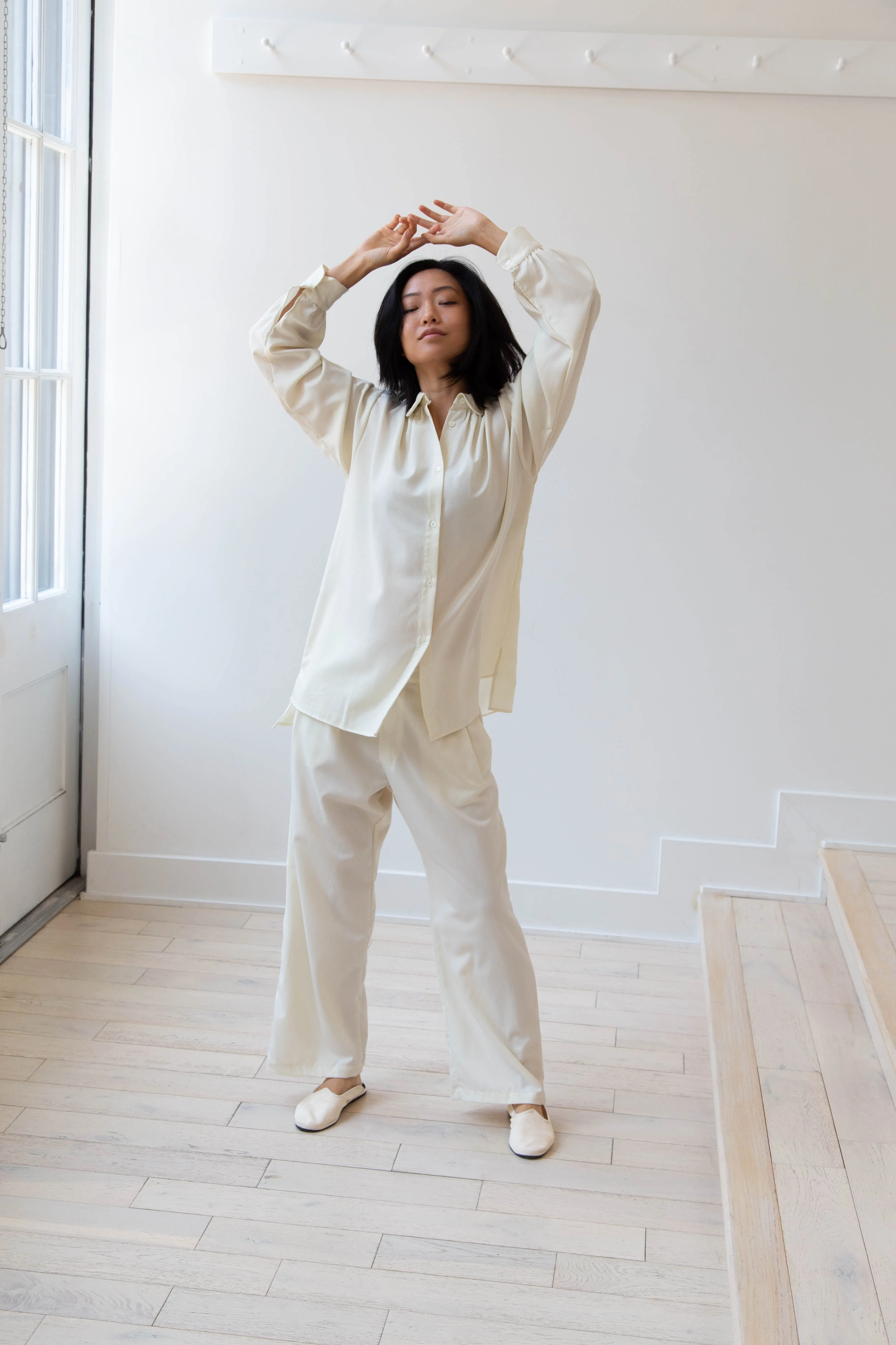 Gallego Desportes Wide Leg Trouser in Cream
