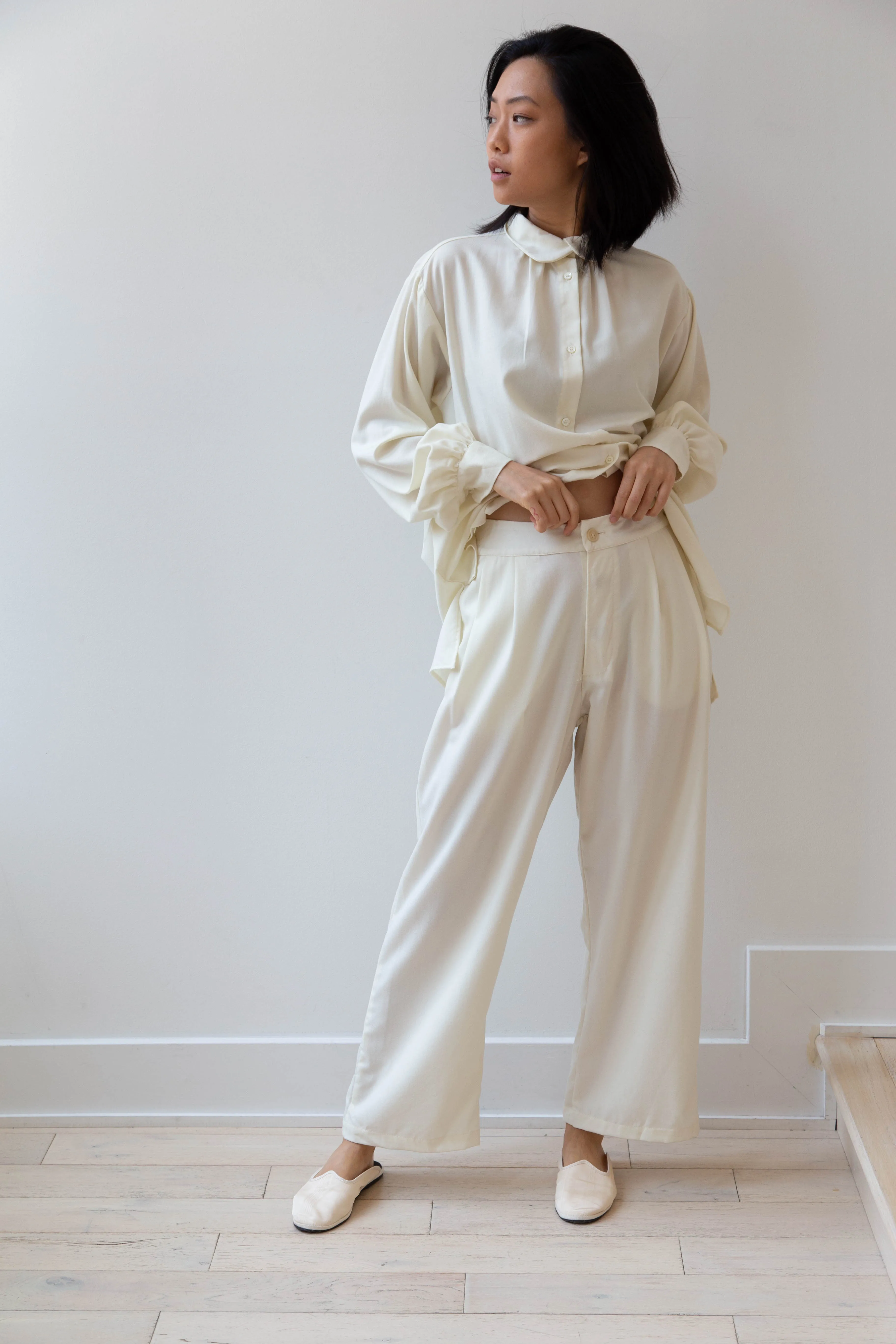 Gallego Desportes Wide Leg Trouser in Cream
