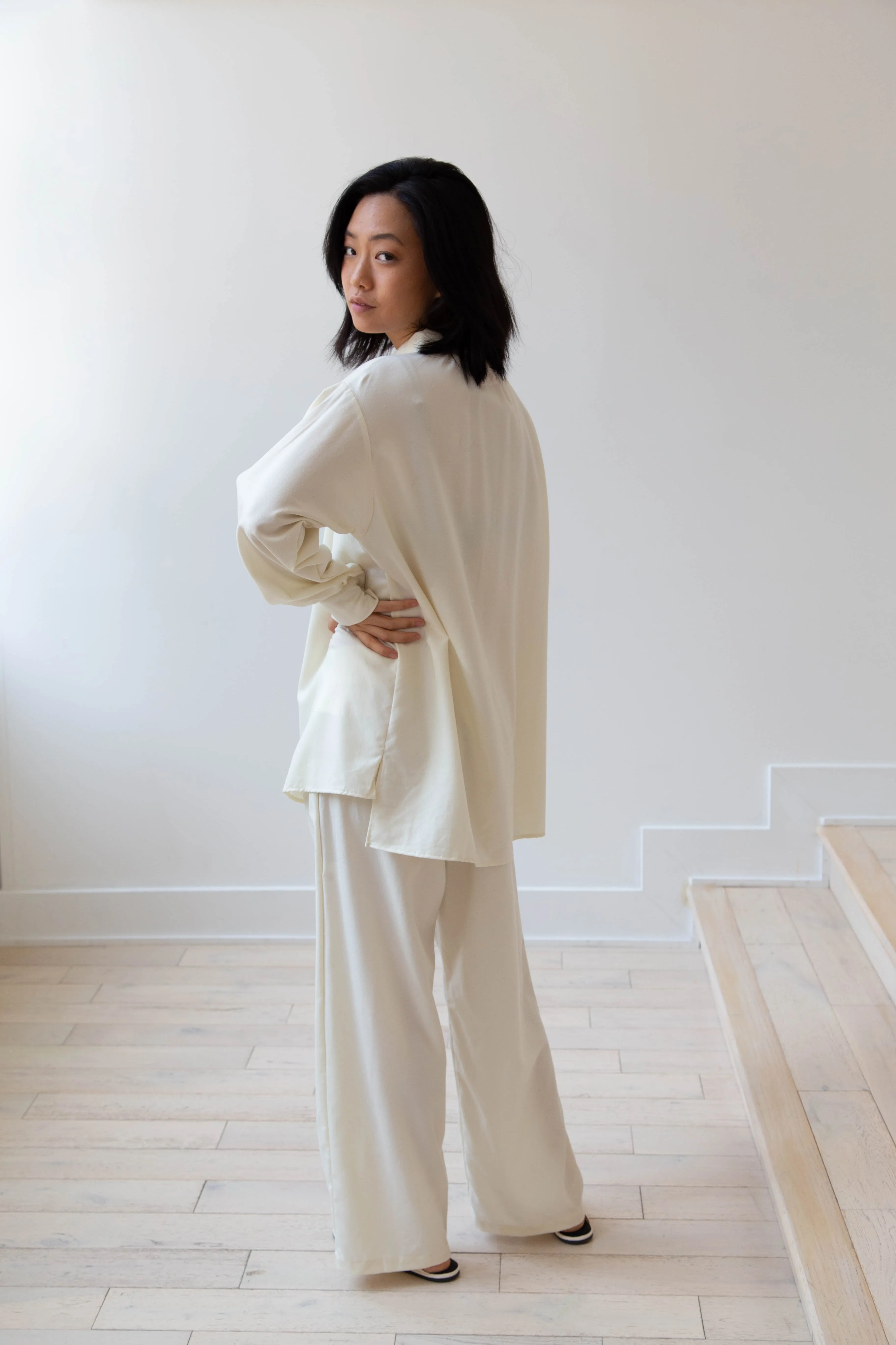 Gallego Desportes Wide Leg Trouser in Cream