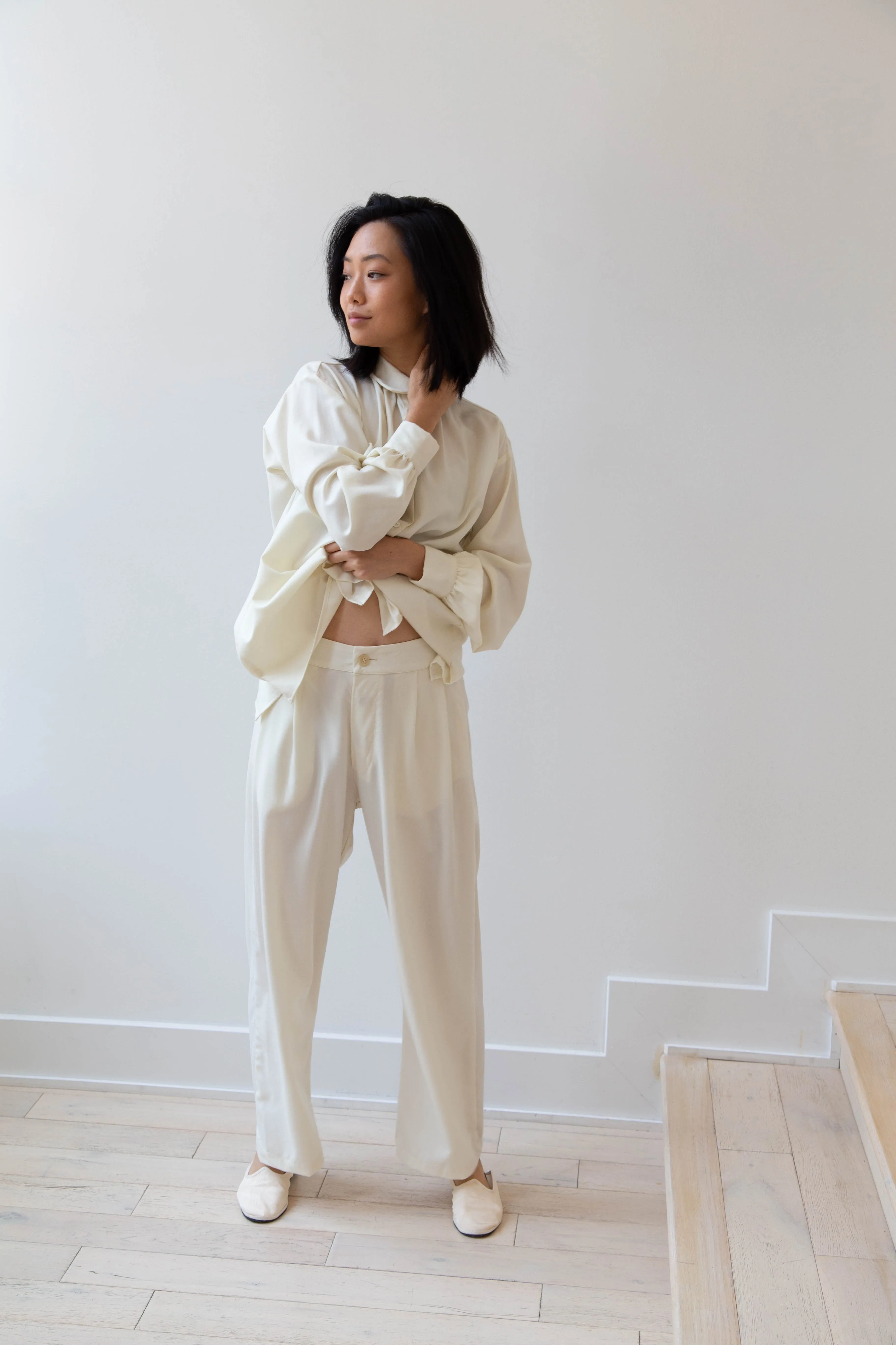 Gallego Desportes Wide Leg Trouser in Cream