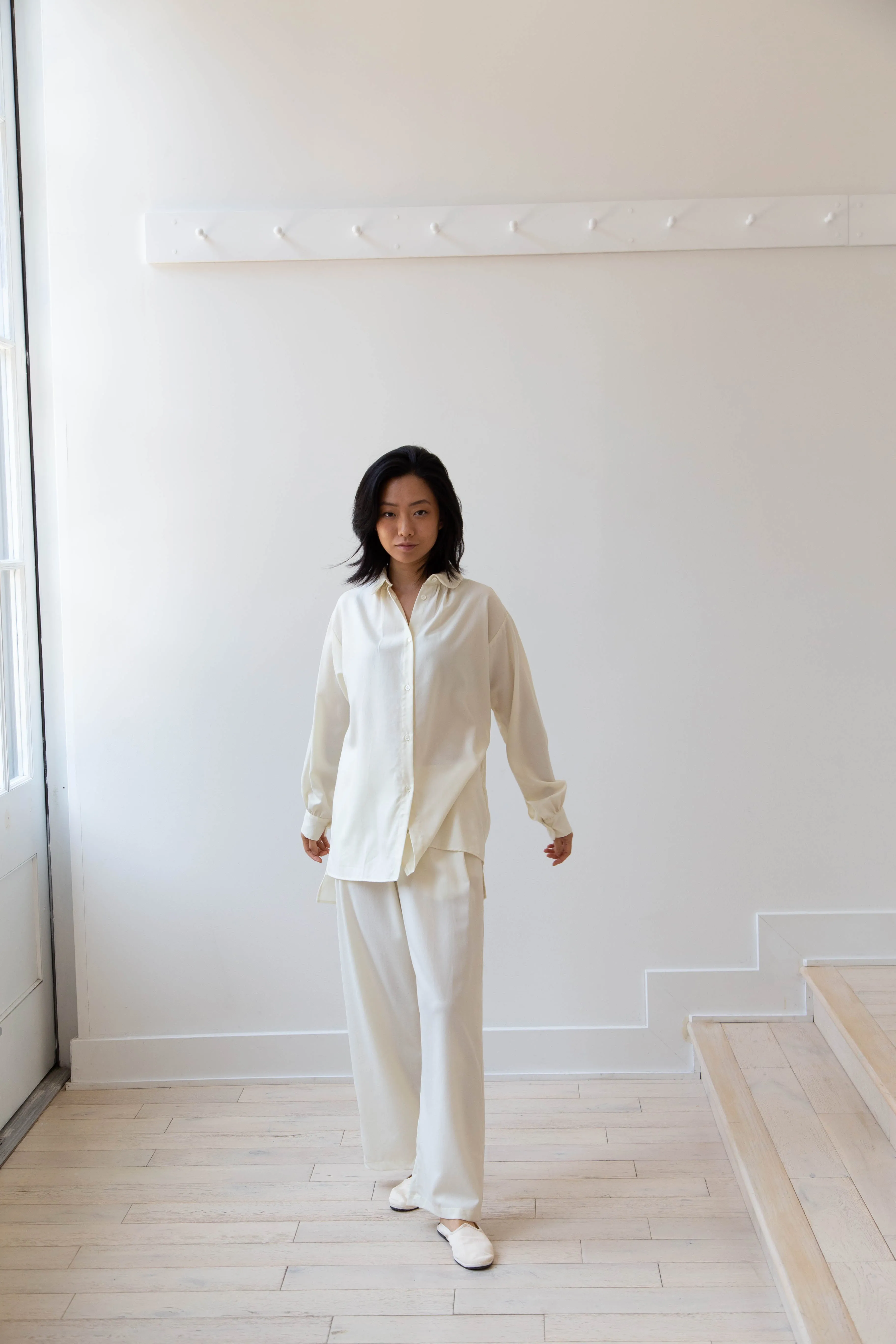 Gallego Desportes Wide Leg Trouser in Cream