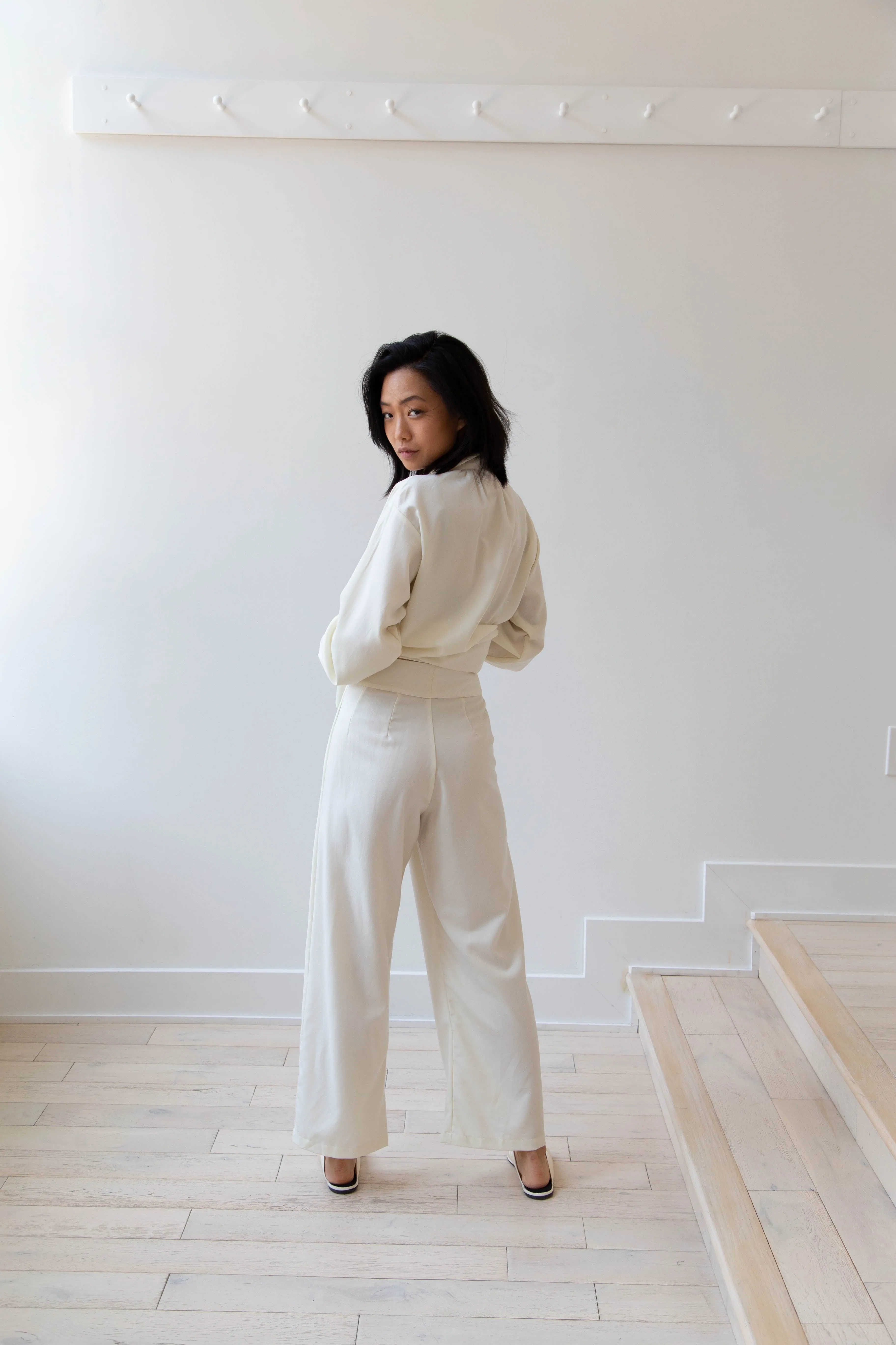 Gallego Desportes Wide Leg Trouser in Cream
