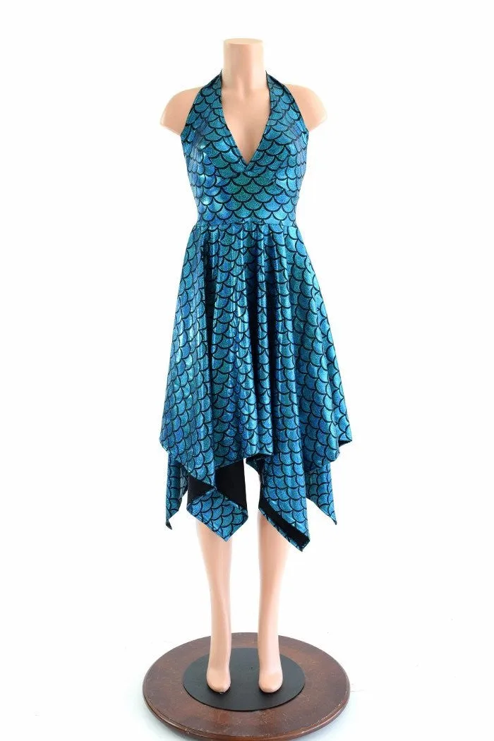 Handkerchief Hemline Mermaid Halter Dress