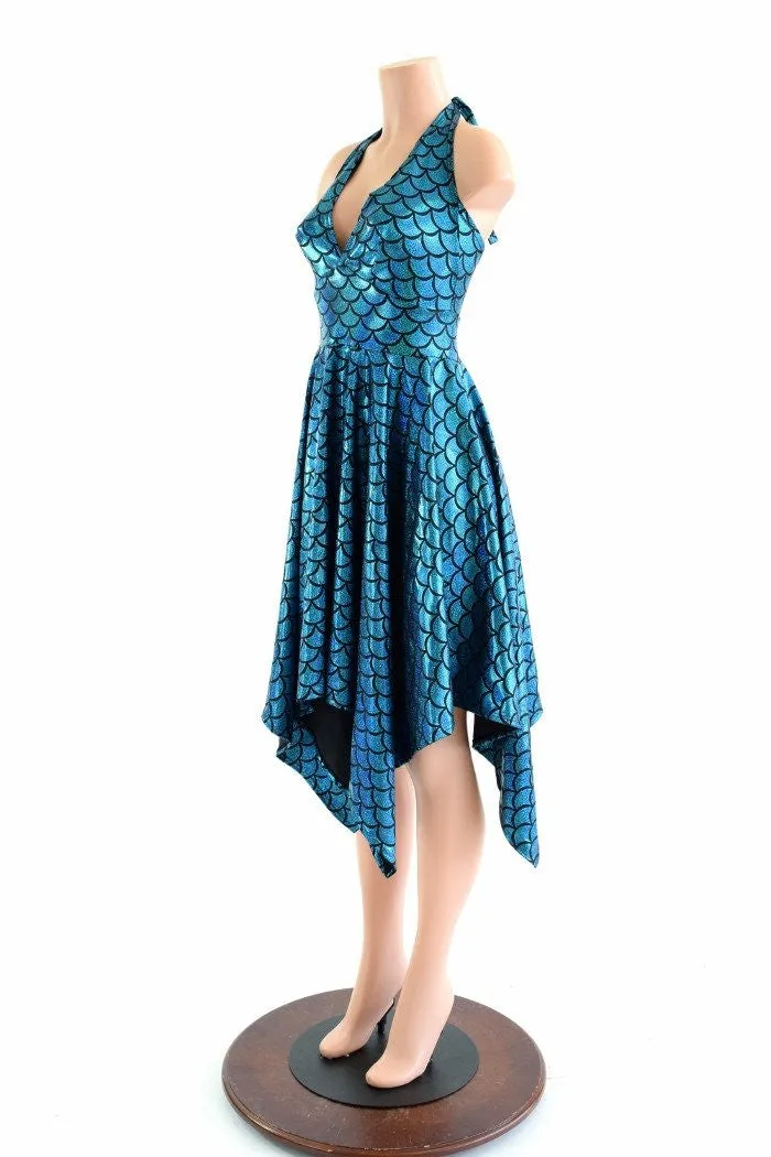 Handkerchief Hemline Mermaid Halter Dress