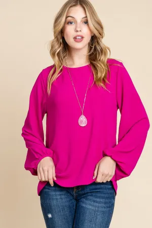 Hot Pink Balloon Sleeve Top