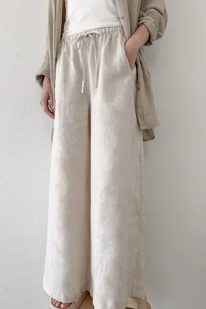 Island Time Wide Leg Linen Pants in Natural