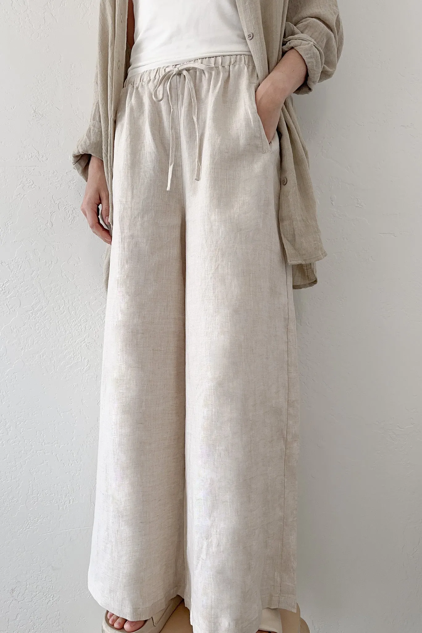 Island Time Wide Leg Linen Pants in Natural