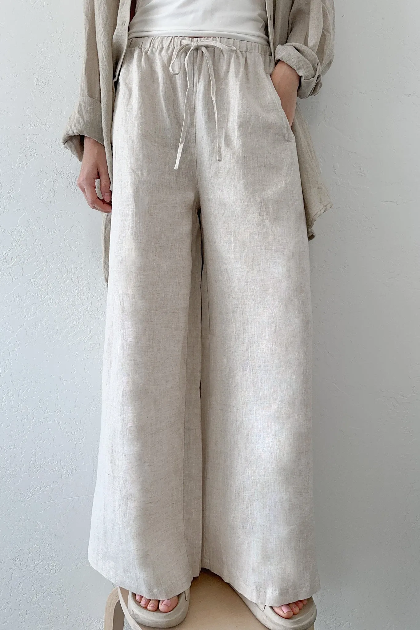 Island Time Wide Leg Linen Pants in Natural