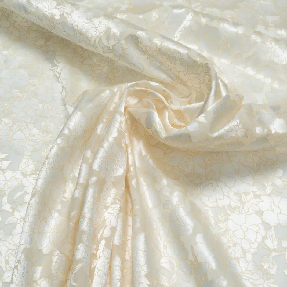 Ivory Satin Floral Burnt Out Georgette