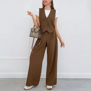 Ivyshape | Chic Sleeveless Vest And High-Waist Trousers for Women