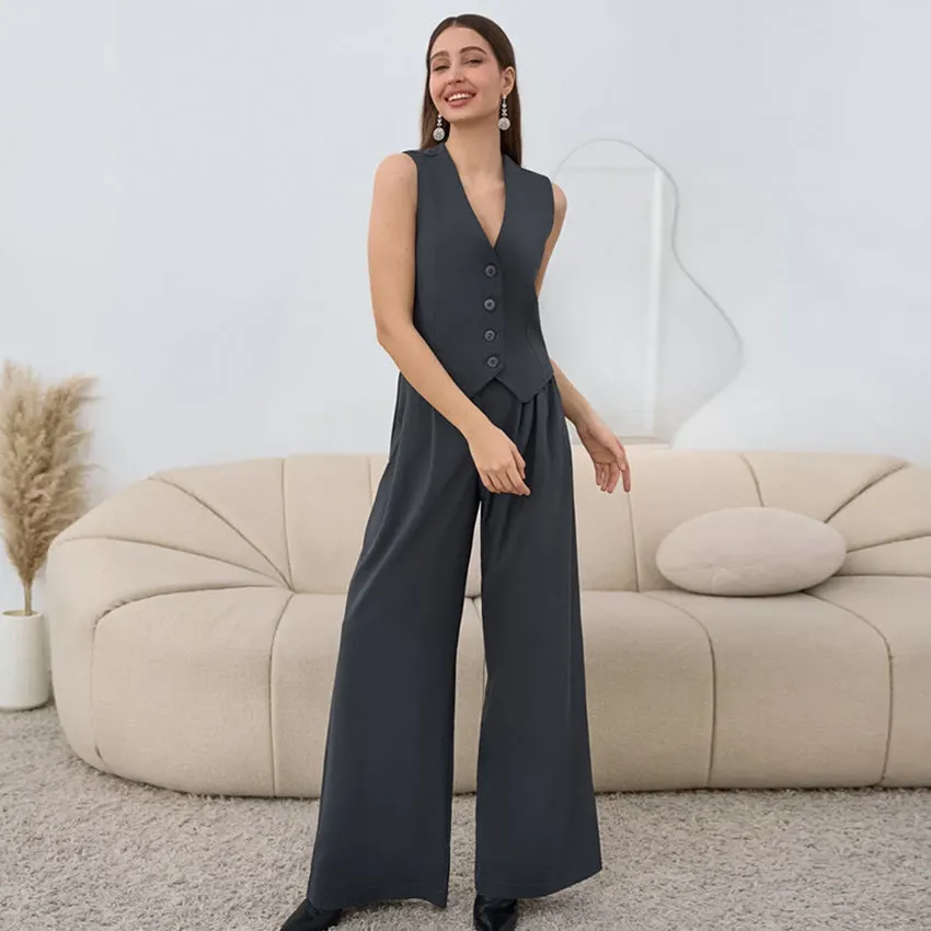 Ivyshape | Chic Sleeveless Vest And High-Waist Trousers for Women