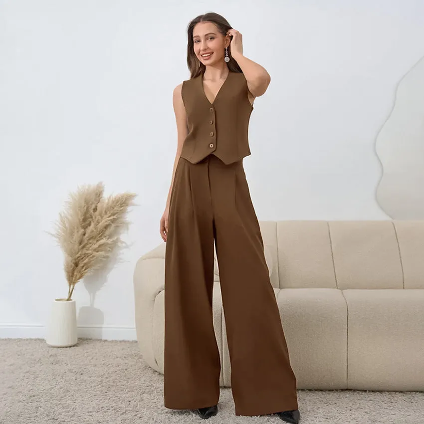 Ivyshape | Chic Sleeveless Vest And High-Waist Trousers for Women