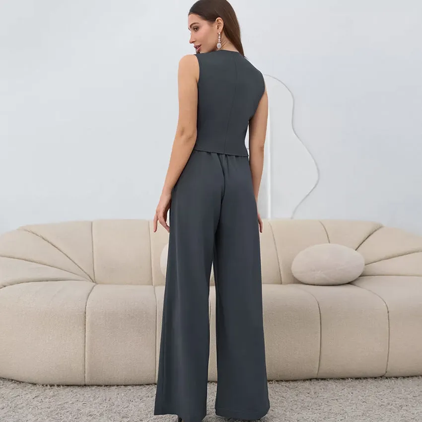 Ivyshape | Chic Sleeveless Vest And High-Waist Trousers for Women