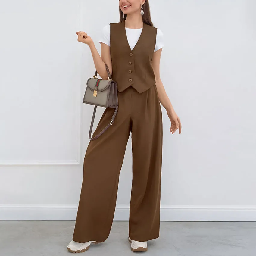 Ivyshape | Chic Sleeveless Vest And High-Waist Trousers for Women