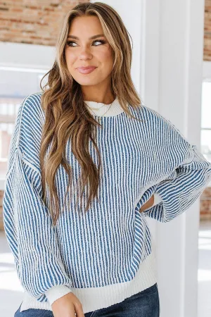 Jayci Striped Contrast Trim Sweater | DROPSHIP
