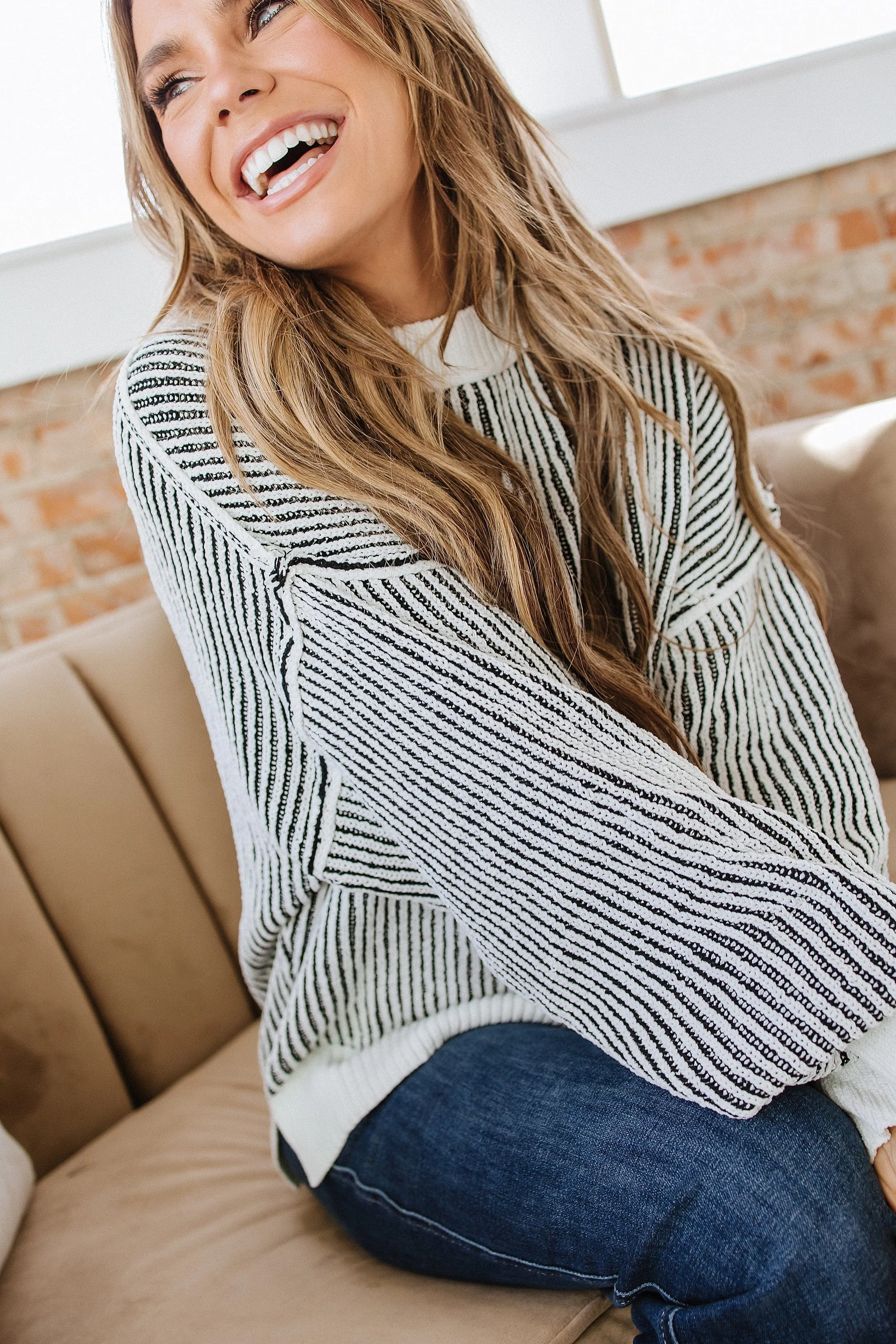 Jayci Striped Contrast Trim Sweater | DROPSHIP