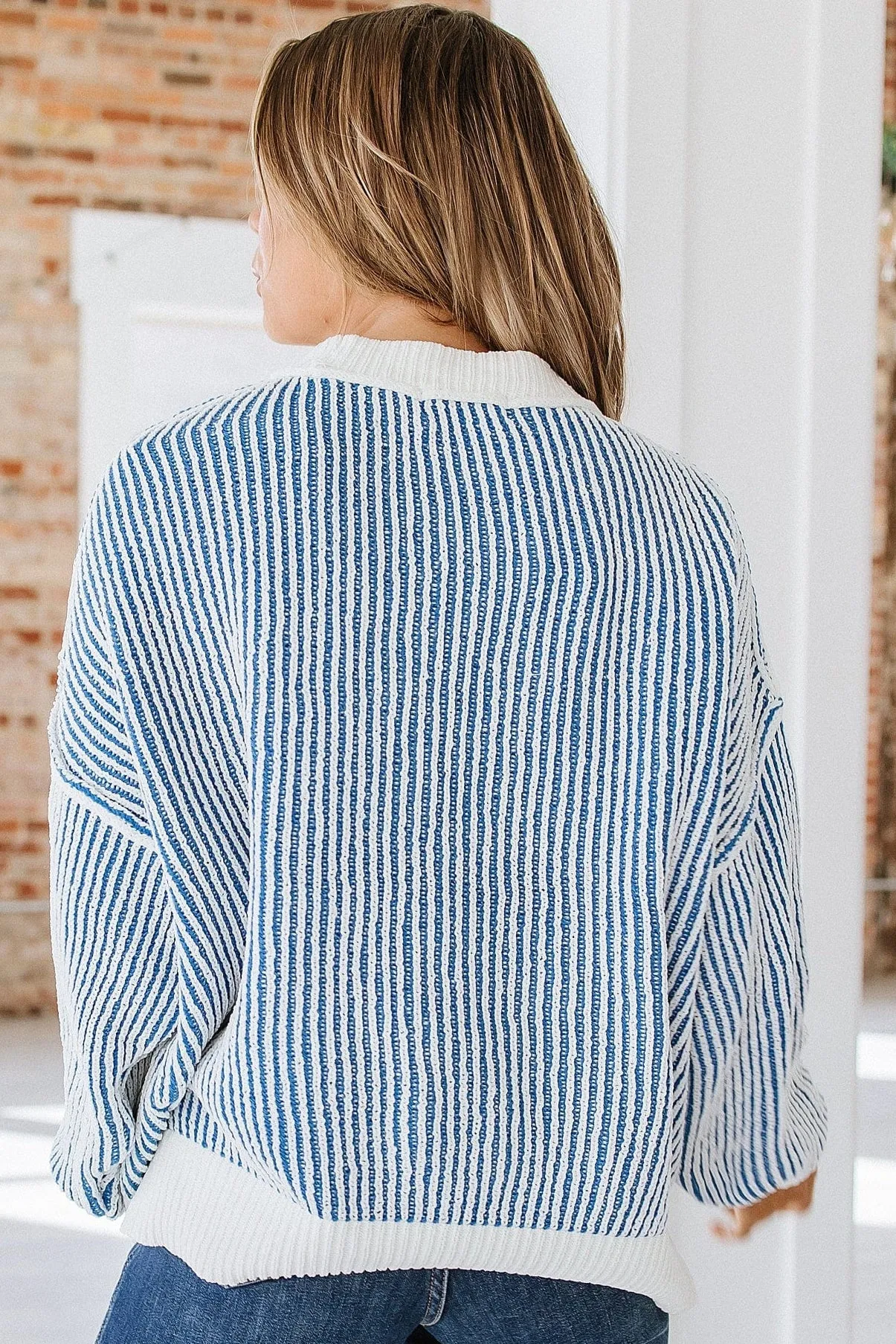 Jayci Striped Contrast Trim Sweater | DROPSHIP