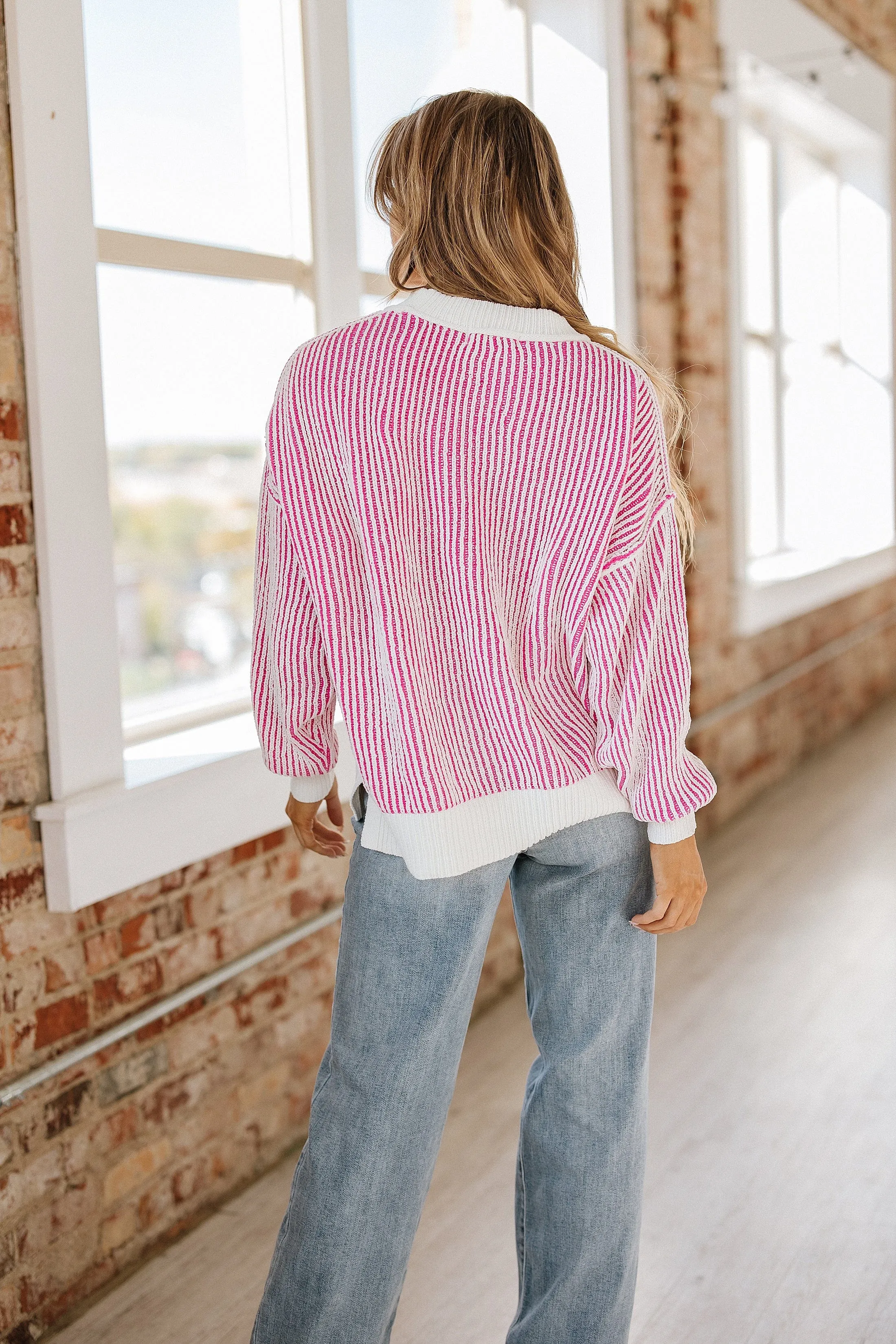 Jayci Striped Contrast Trim Sweater | DROPSHIP