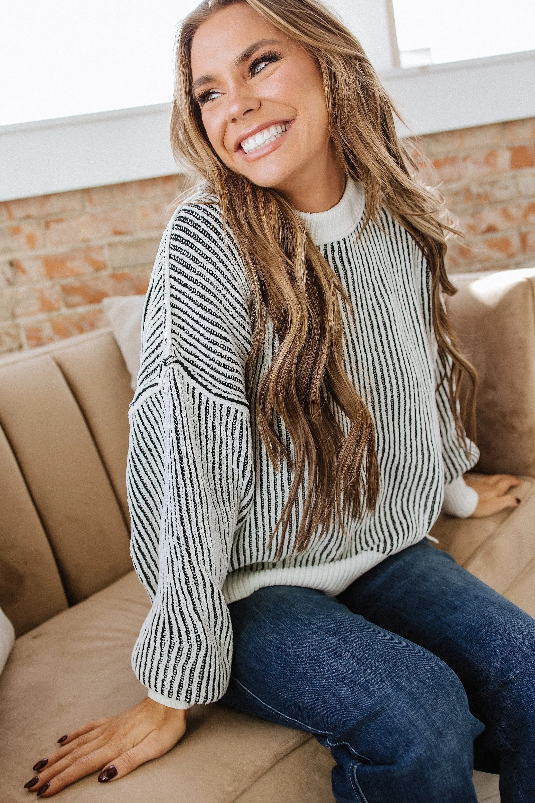 Jayci Striped Contrast Trim Sweater | DROPSHIP