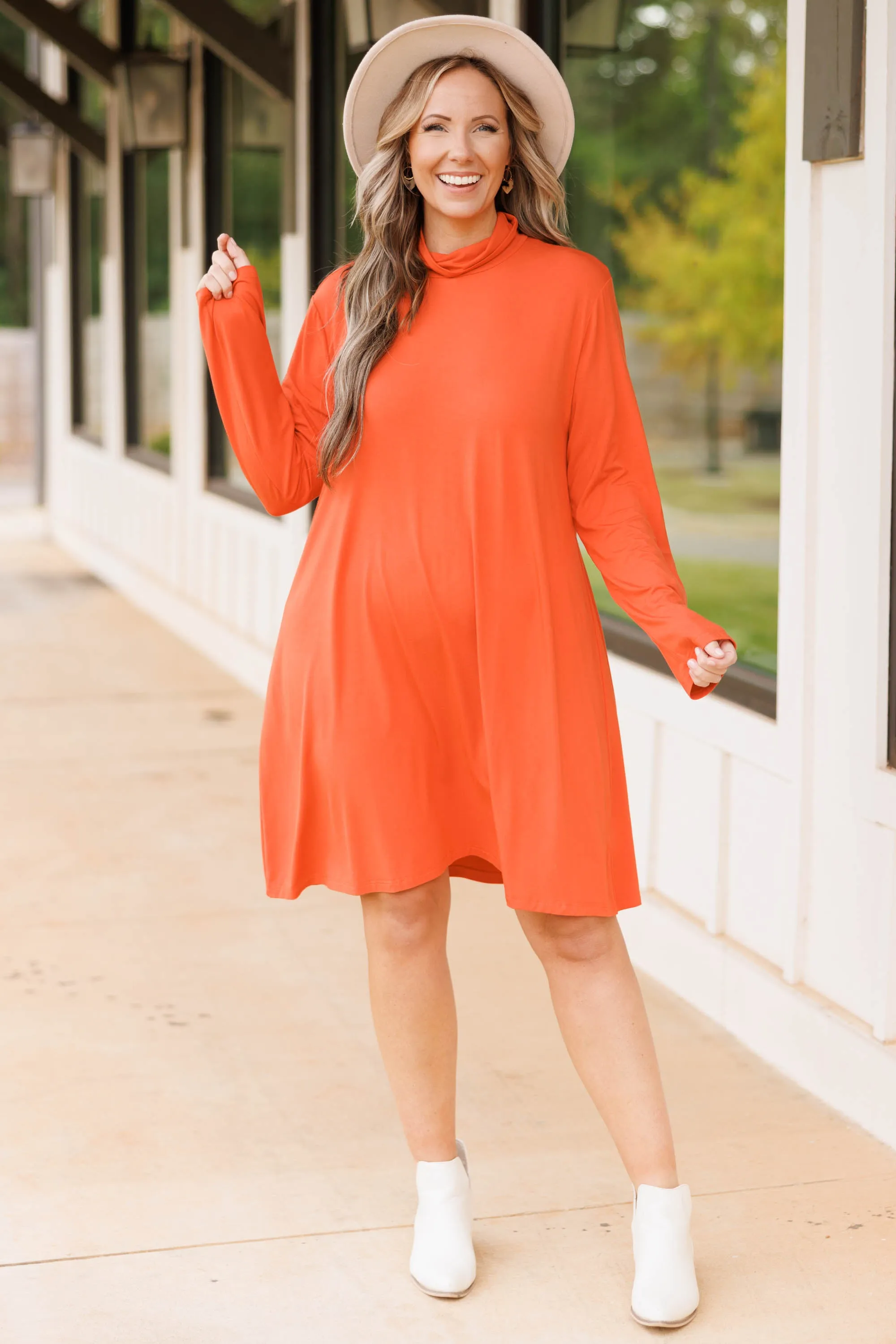 Keeping Toasty Dress, Rust