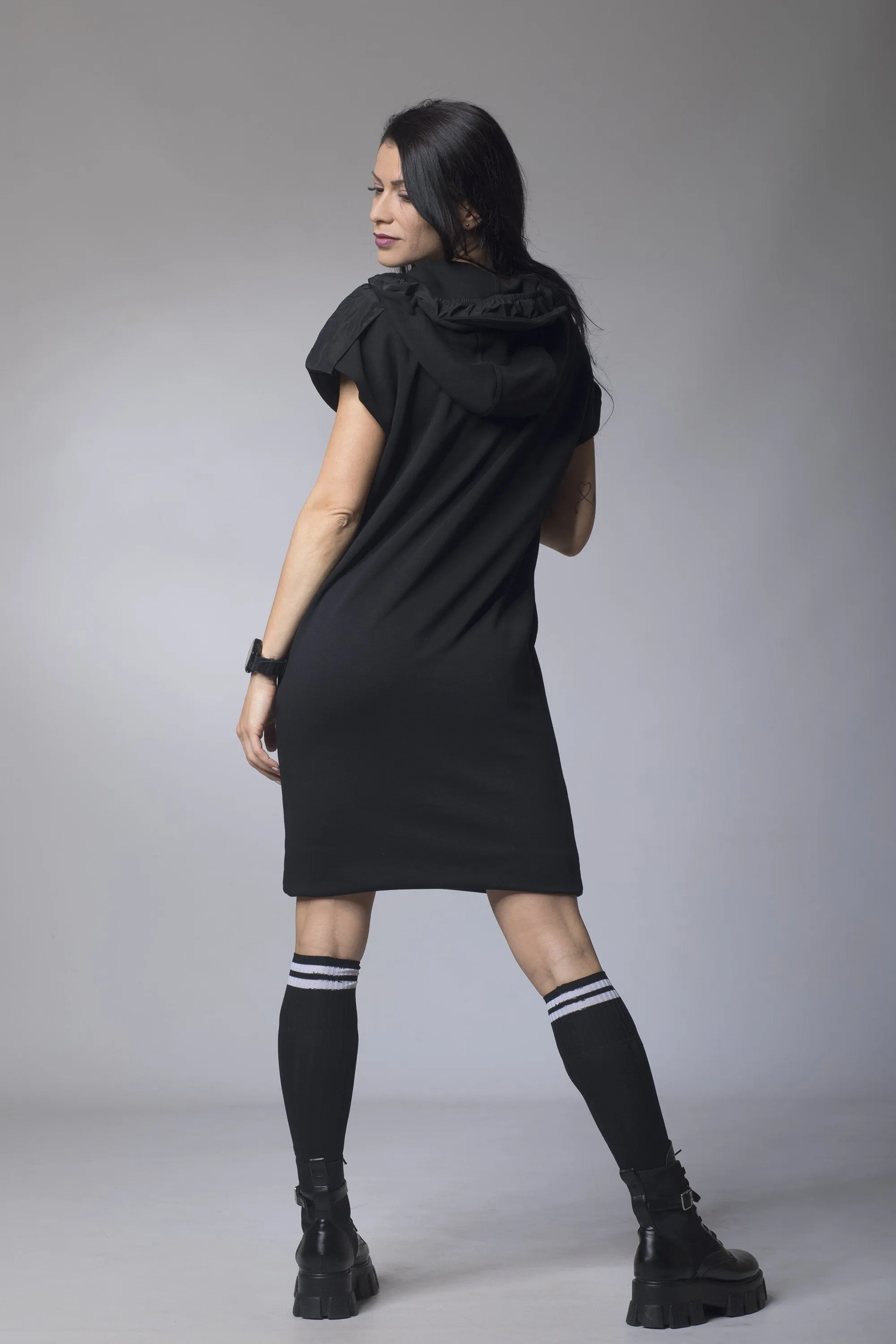 Knee Length Dress with Hood