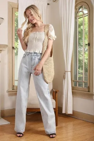 LILOU Relaxed Straight Denim Jeans