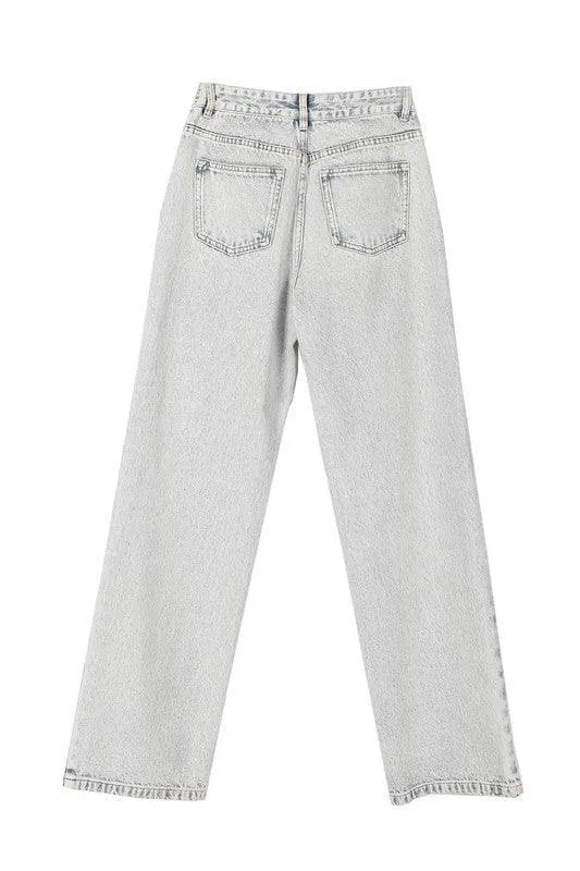 LILOU Relaxed Straight Denim Jeans