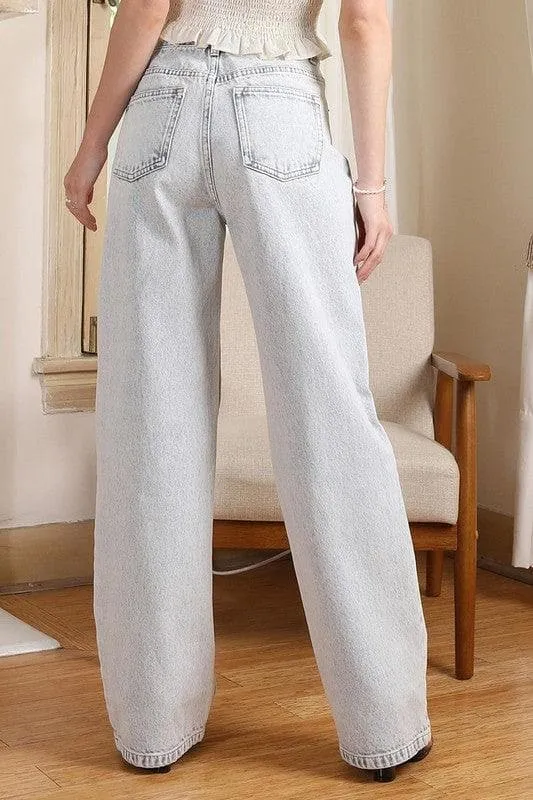 LILOU Relaxed Straight Denim Jeans