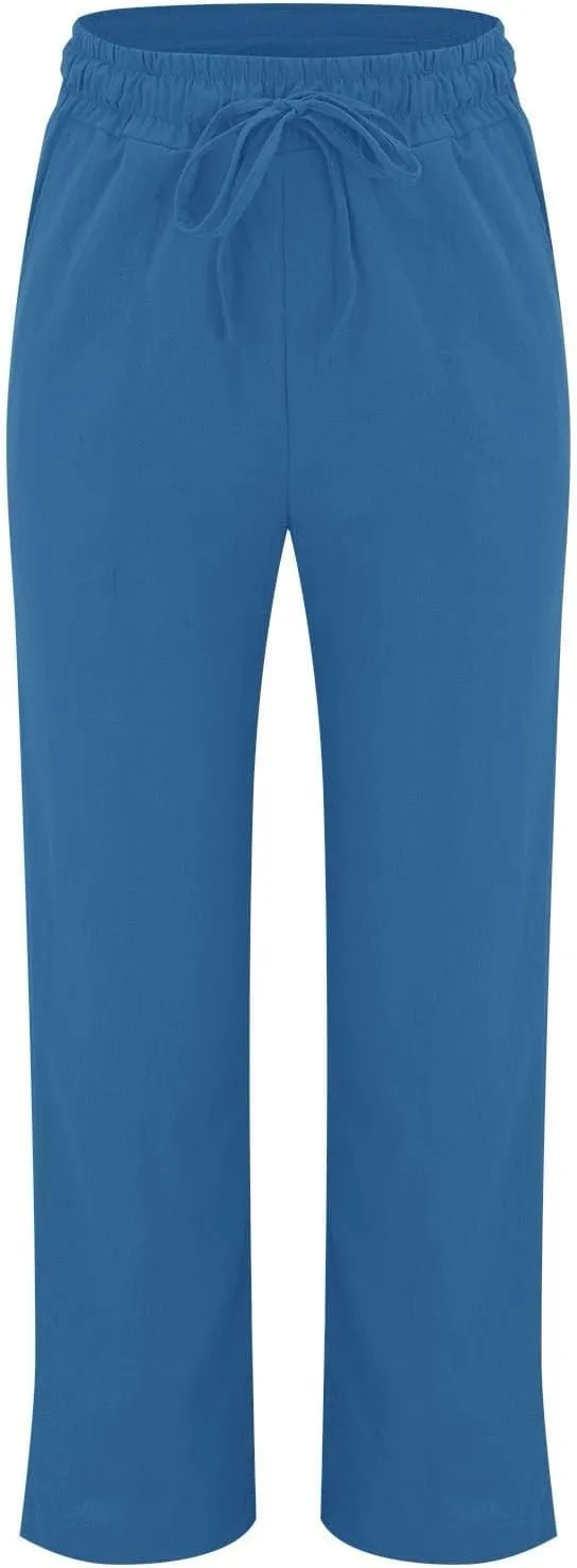 Linen Pants Women Relaxed Fit Linen Pants - Women's Lightweight Summer Casual with Comfortable Elastic Waist