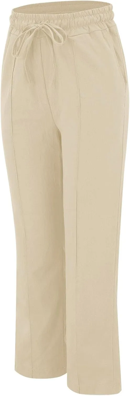 Linen Pants Women Relaxed Fit Linen Pants - Women's Lightweight Summer Casual with Comfortable Elastic Waist