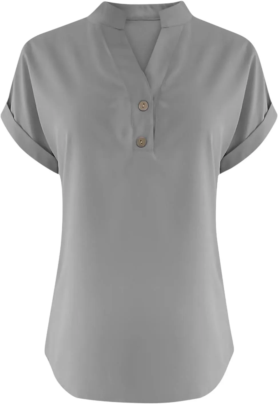 Linen Shirts for Women Summmer Short Sleeve Casual Tops Henley Vcation Beach Lounge Button Lightweight Tunic Blouse