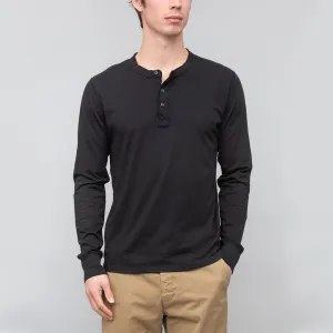 L/S Supima Jersey Henley (Black)