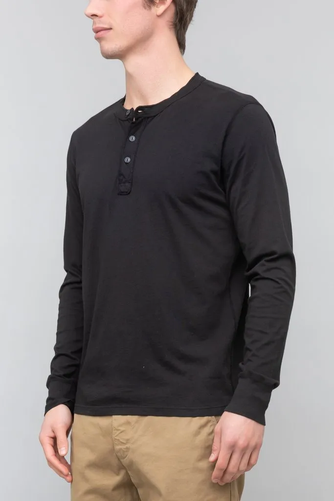 L/S Supima Jersey Henley (Black)