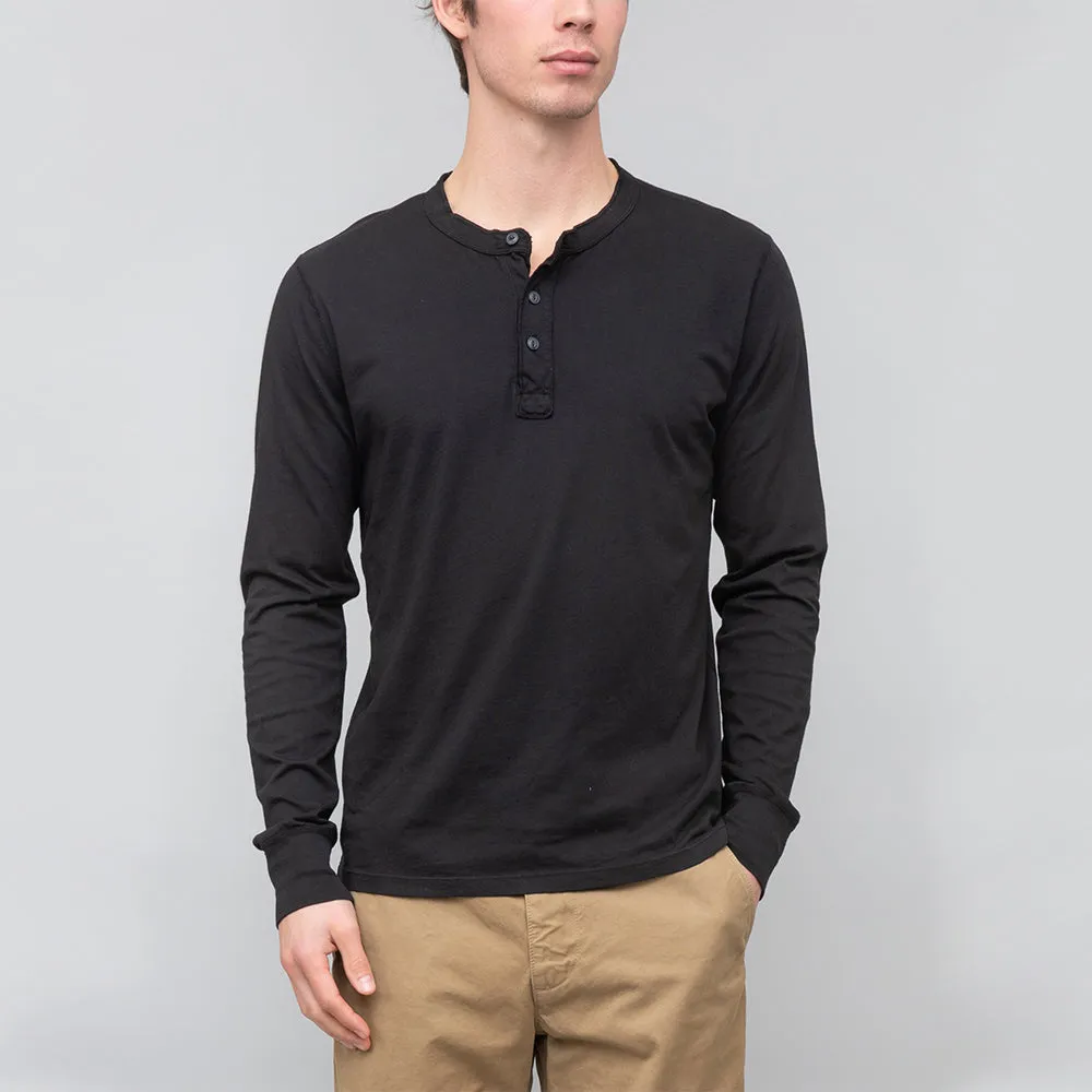 L/S Supima Jersey Henley (Black)