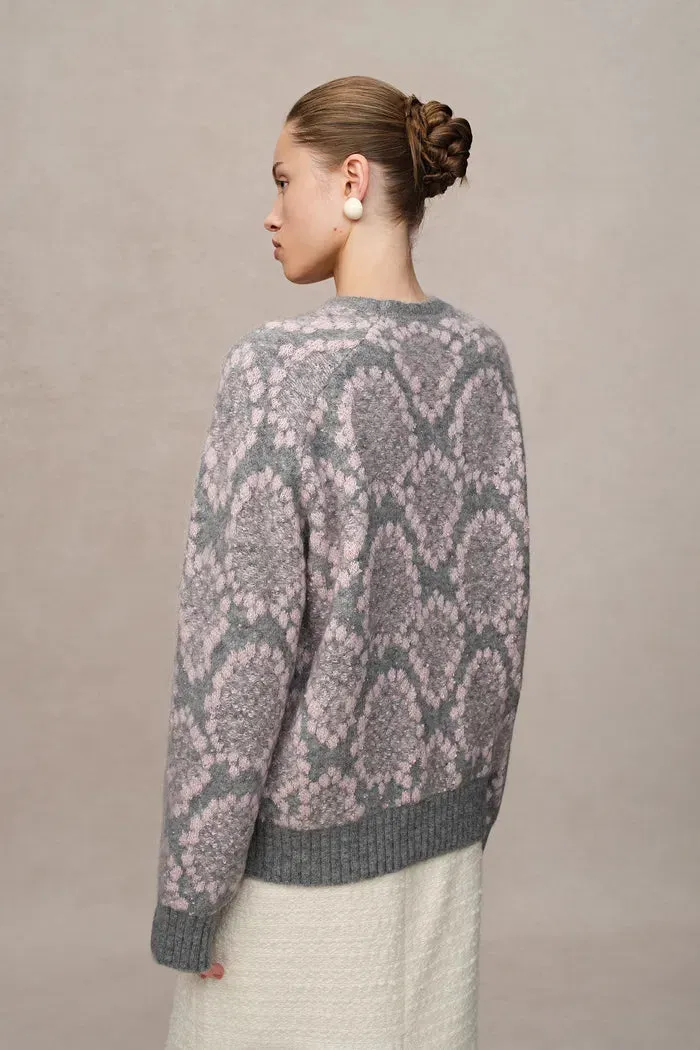 Masina Sequined Snake Zodiac Sweater in Chunky Merino Wool Knit