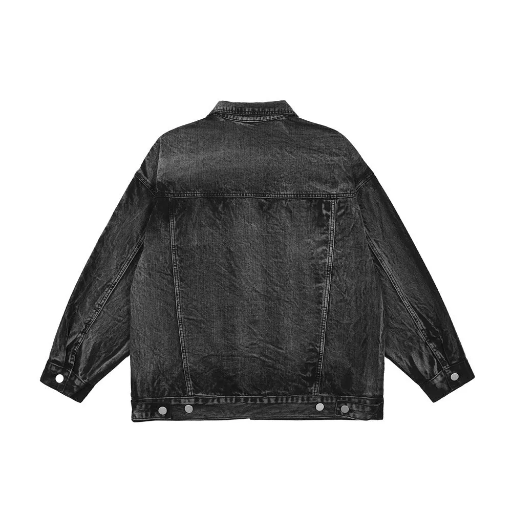 Men Denim Coat Jean Jackets Washed Do the Old Cowboy Coat Men Loose Lapels Jacket Denim Coat