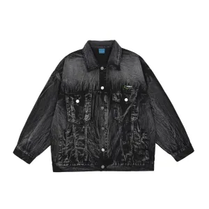 Men Denim Coat Jean Jackets Washed Do the Old Cowboy Coat Men Loose Lapels Jacket Denim Coat
